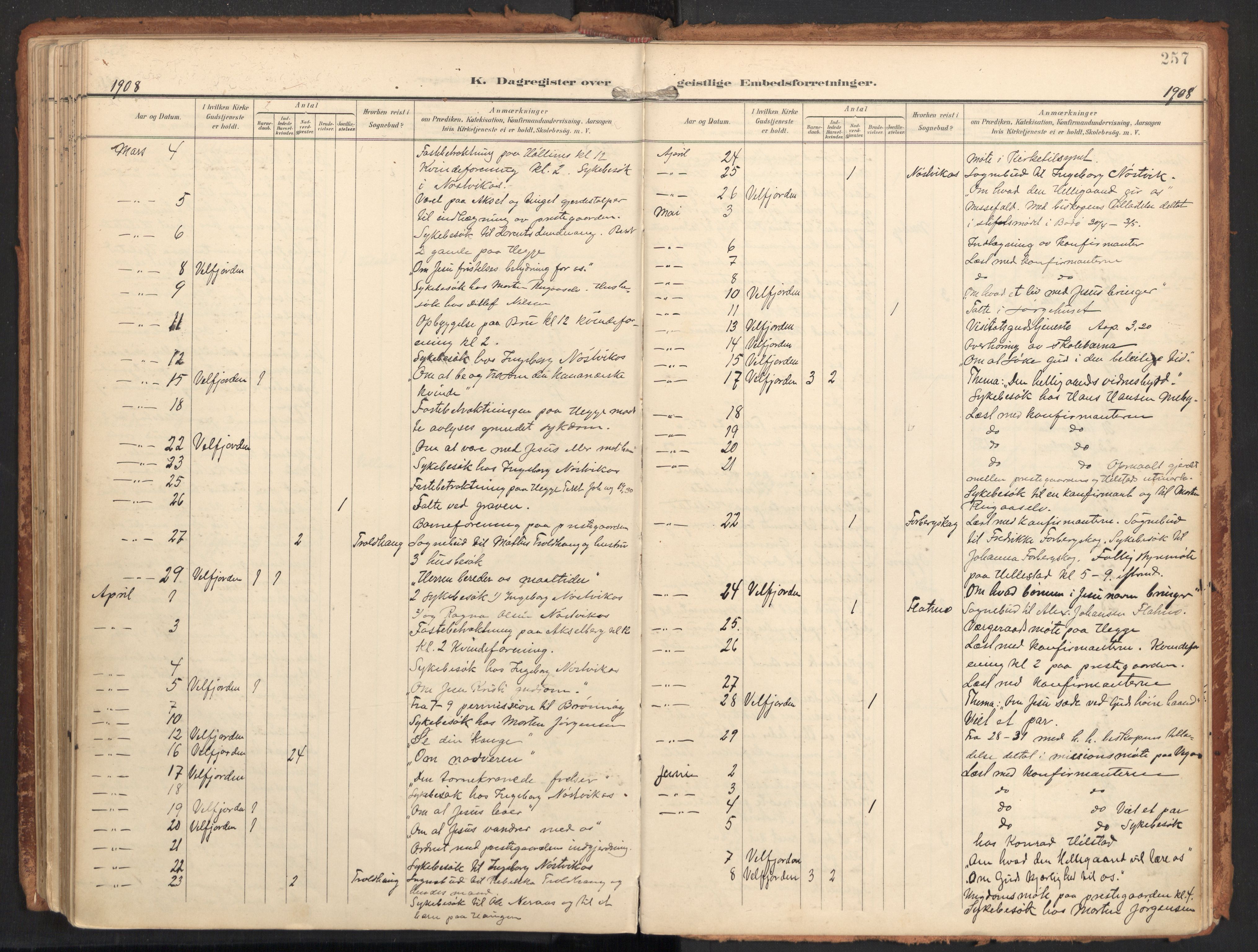 Ministerialprotokoller, klokkerbøker og fødselsregistre - Nordland, SAT/A-1459/814/L0227: Parish register (official) no. 814A08, 1899-1920, p. 257