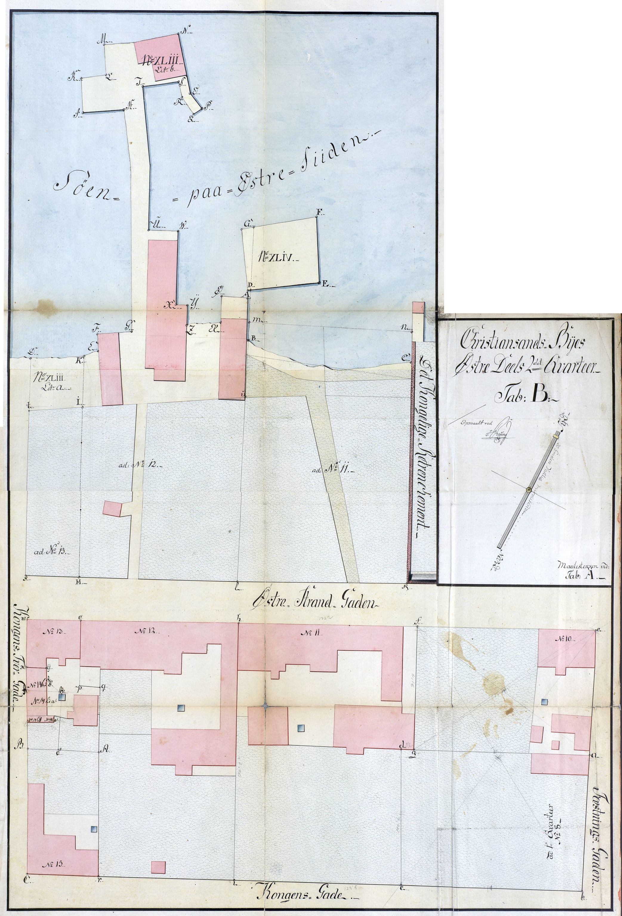 Kristiansand By - Magistraten, ARKSOR/1001KG122/T/Ta/L0001: Stadskonduktør Rosings kvartalskart, 1786-1806