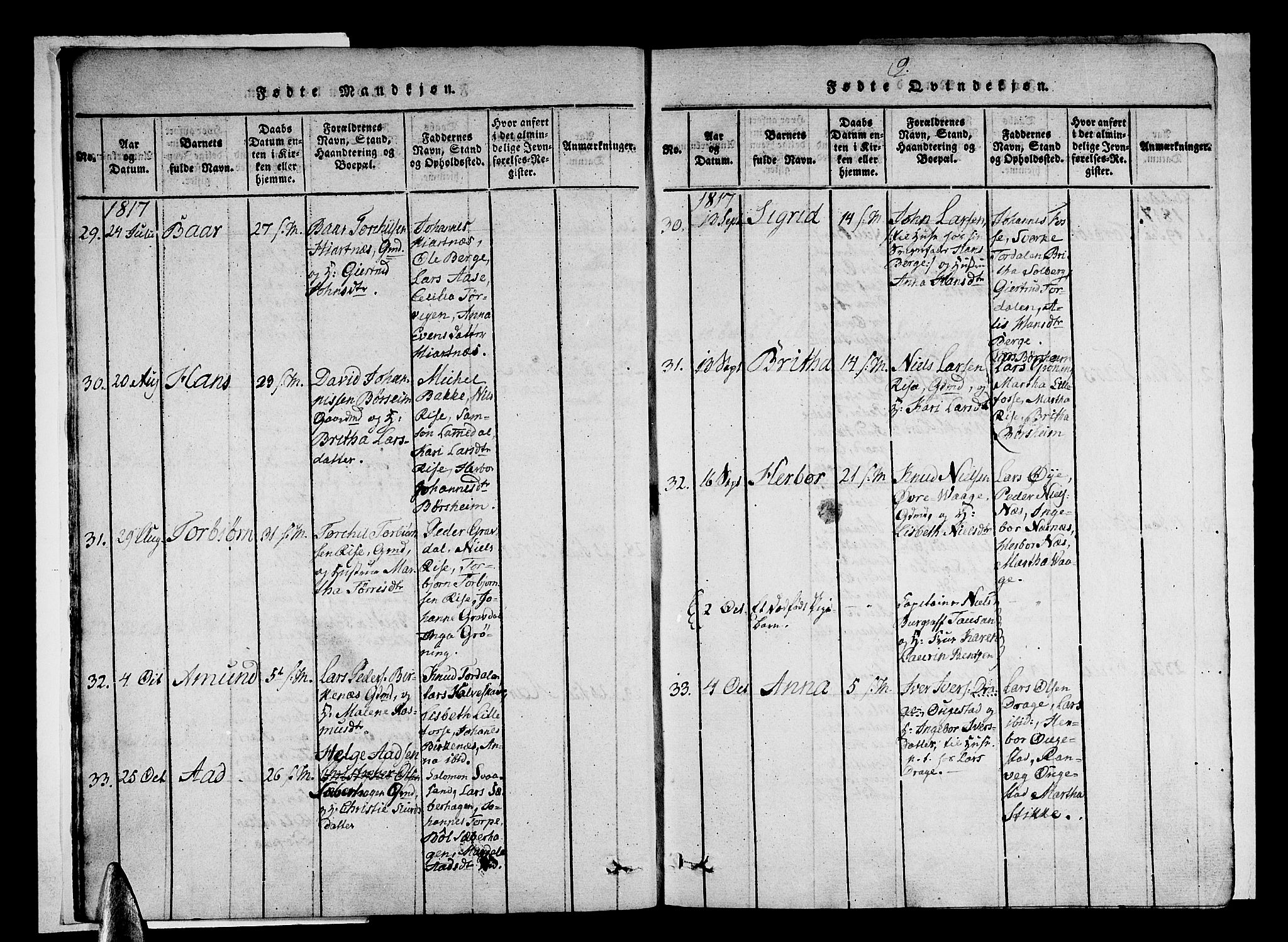 Strandebarm sokneprestembete, AV/SAB-A-78401/H/Haa: Parish register (official) no. A 5, 1816-1826, p. 9