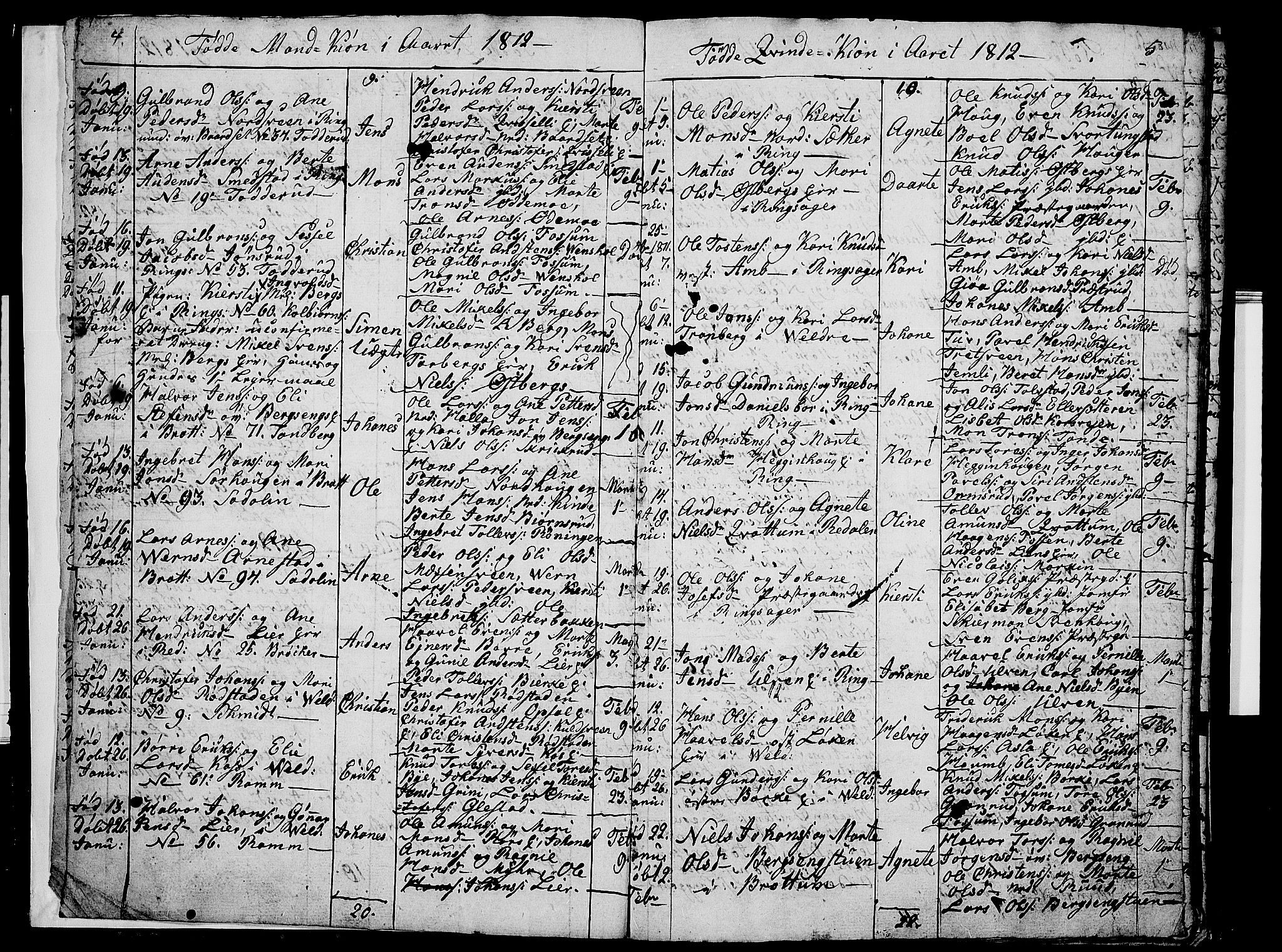 Ringsaker prestekontor, AV/SAH-PREST-014/I/Ia/L0005/0009: Parish register draft no. 5.9, 1811-1814, p. 4-5