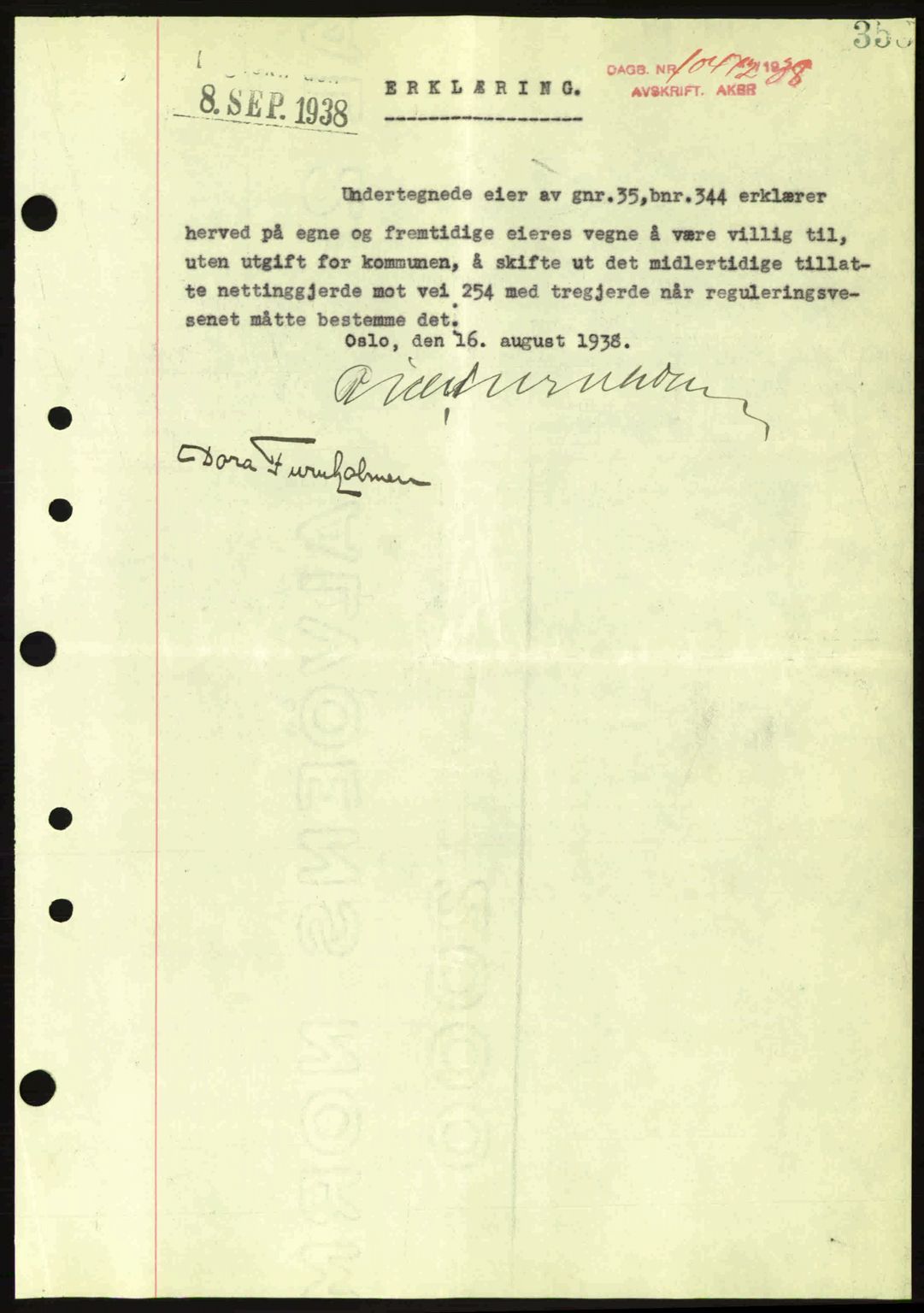 Aker herredsskriveri, SAO/A-10896/G/Gb/Gba/Gbab/L0025: Mortgage book no. A154-155, 1938-1938, Diary no: : 10472/1938