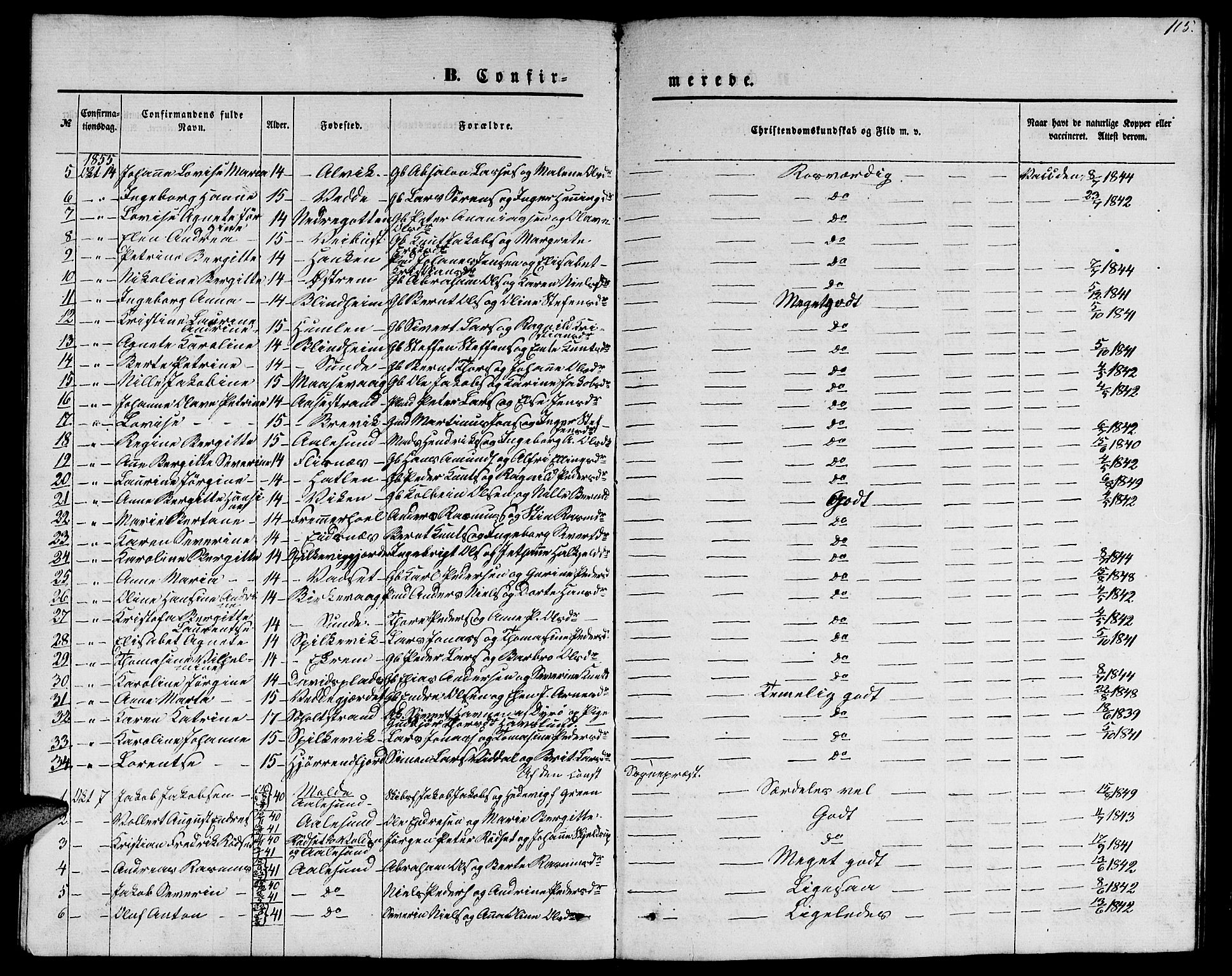 Ministerialprotokoller, klokkerbøker og fødselsregistre - Møre og Romsdal, AV/SAT-A-1454/528/L0427: Parish register (copy) no. 528C08, 1855-1864, p. 105