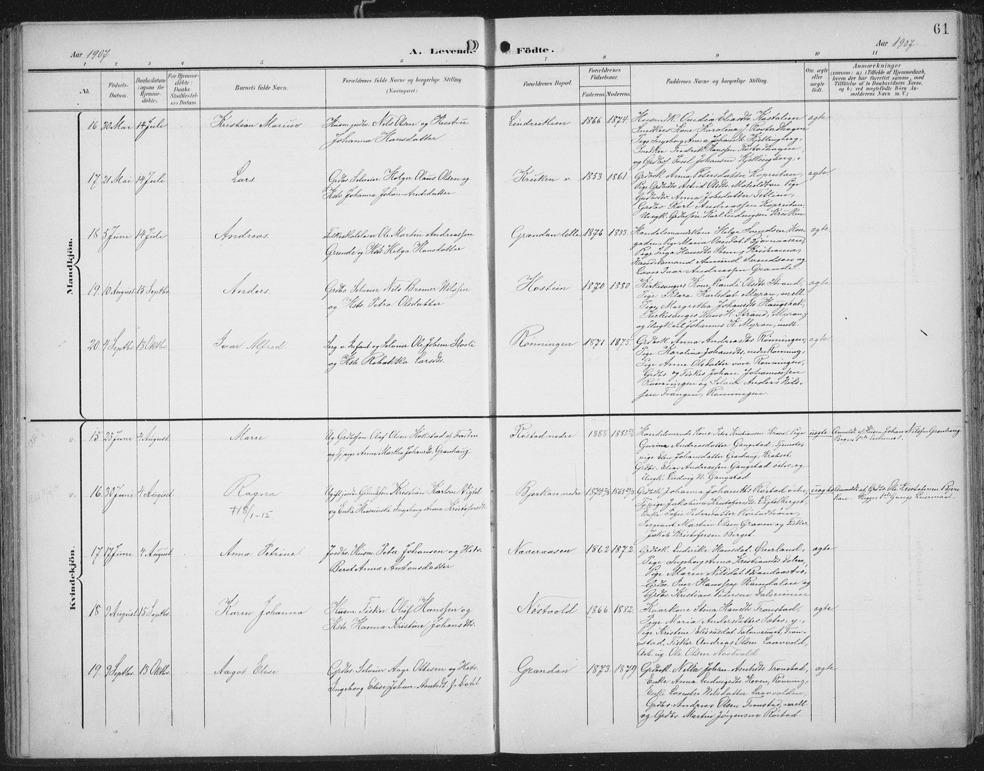 Ministerialprotokoller, klokkerbøker og fødselsregistre - Nord-Trøndelag, SAT/A-1458/701/L0011: Parish register (official) no. 701A11, 1899-1915, p. 61
