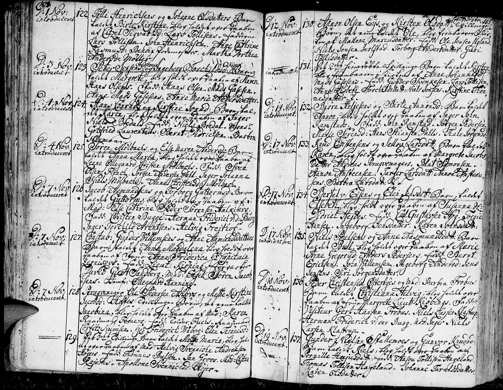 Kristiansand domprosti, AV/SAK-1112-0006/F/Fa/L0001: Parish register (official) no. A 1, 1734-1793, p. 104-105