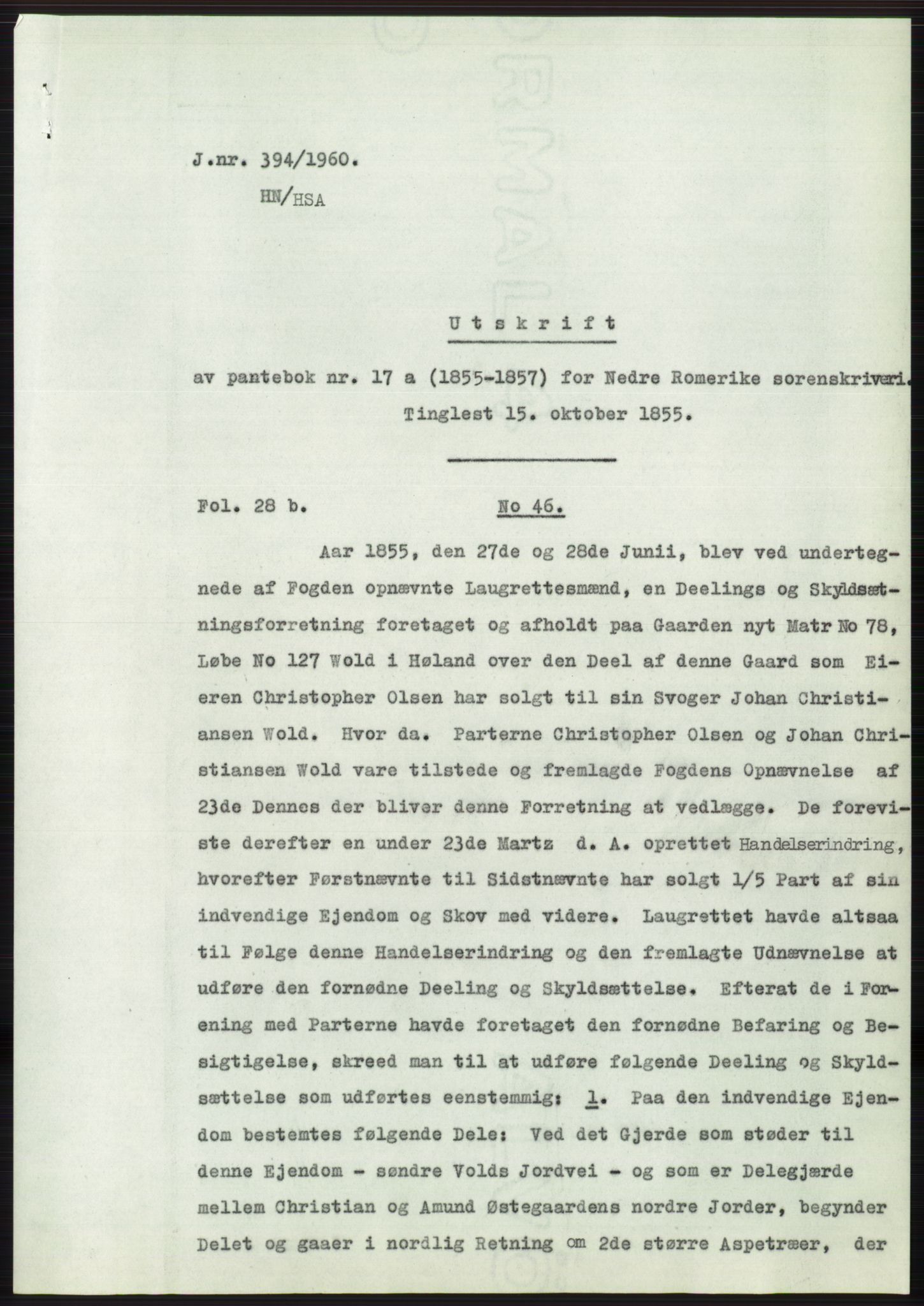Statsarkivet i Oslo, SAO/A-10621/Z/Zd/L0011: Avskrifter, j.nr 4-798/1960, 1960, p. 217