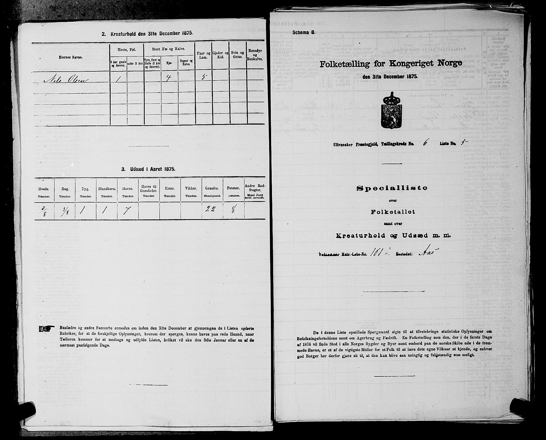 RA, 1875 census for 0235P Ullensaker, 1875, p. 770