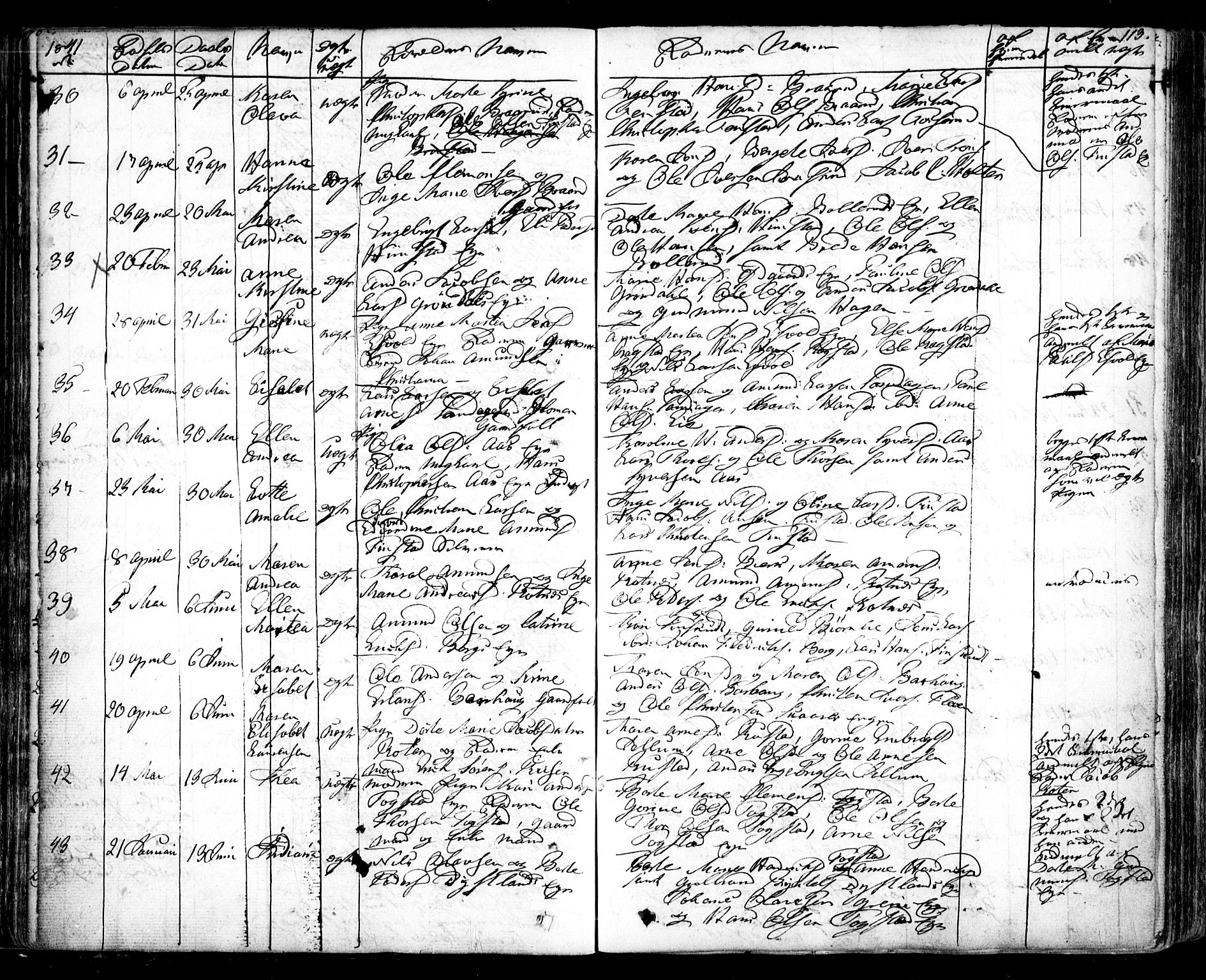 Nes prestekontor Kirkebøker, SAO/A-10410/F/Fa/L0006: Parish register (official) no. I 6, 1833-1845, p. 113