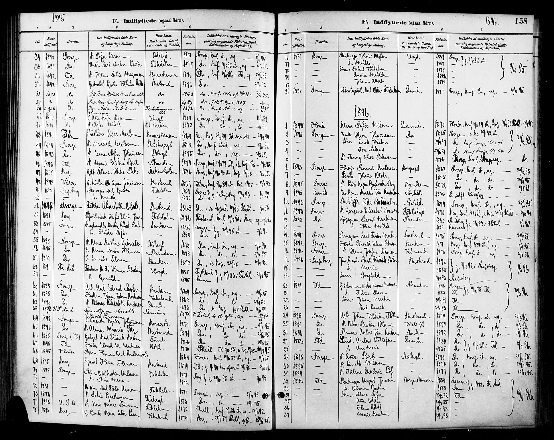 Halden prestekontor Kirkebøker, SAO/A-10909/F/Fa/L0014: Parish register (official) no. I 14, 1890-1906, p. 158