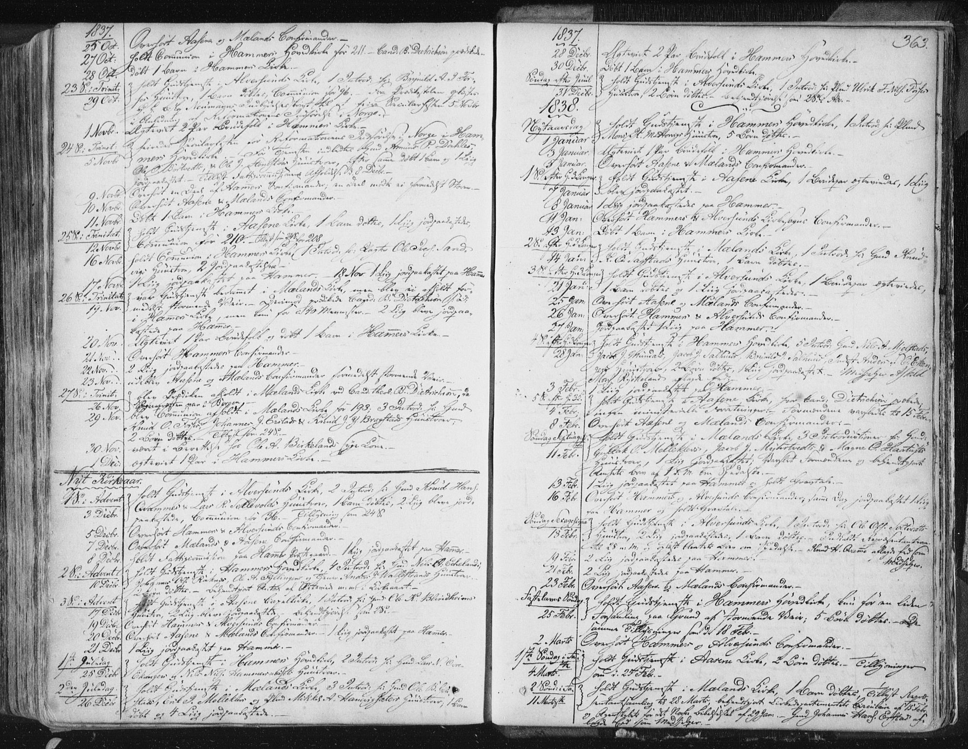 Hamre sokneprestembete, AV/SAB-A-75501/H/Ha/Haa/Haaa/L0012: Parish register (official) no. A 12, 1834-1845, p. 363