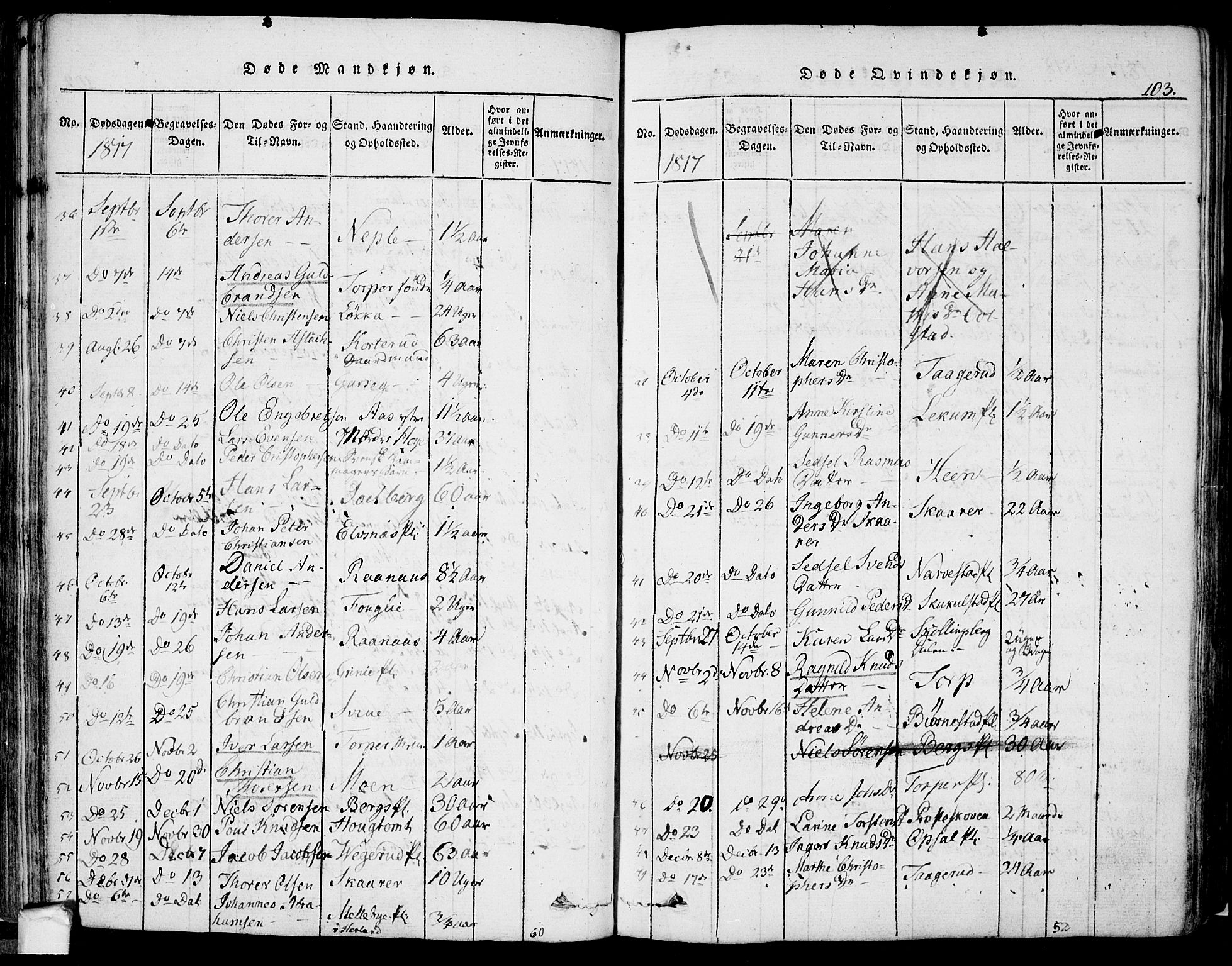 Eidsberg prestekontor Kirkebøker, AV/SAO-A-10905/F/Fa/L0007: Parish register (official) no. I 7, 1814-1832, p. 103