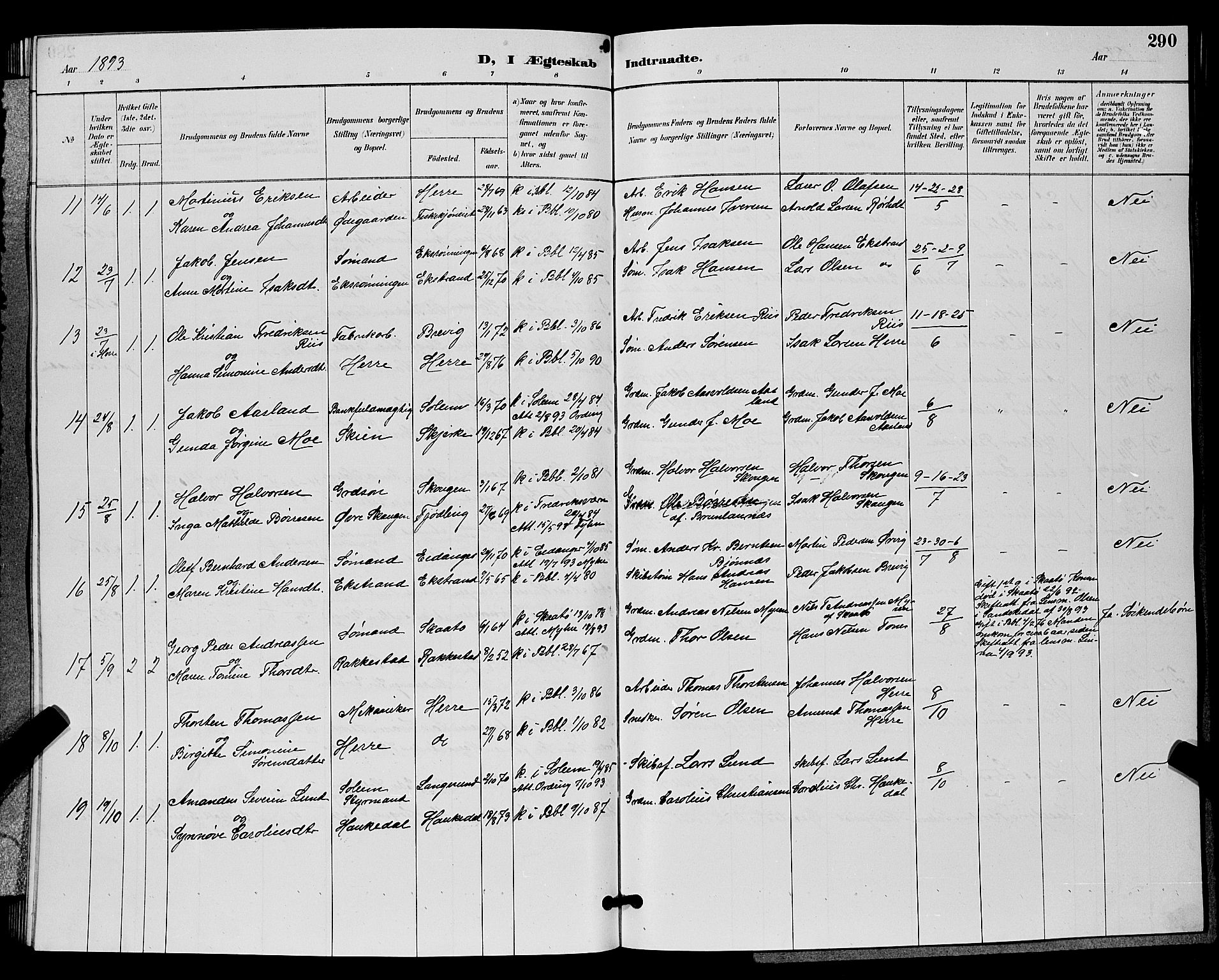 Bamble kirkebøker, SAKO/A-253/G/Ga/L0009: Parish register (copy) no. I 9, 1888-1900, p. 290