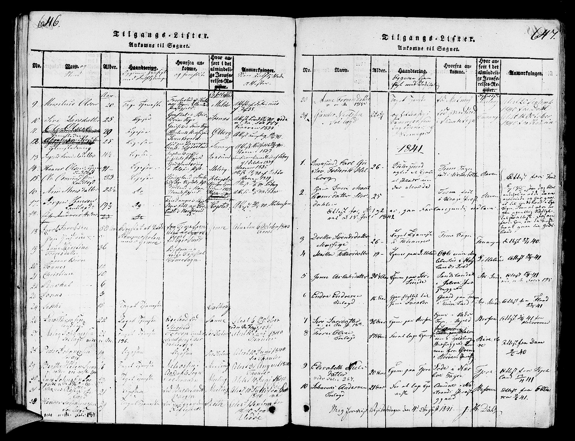 Håland sokneprestkontor, SAST/A-101802/001/30BA/L0004: Parish register (official) no. A 4, 1815-1829, p. 646-647