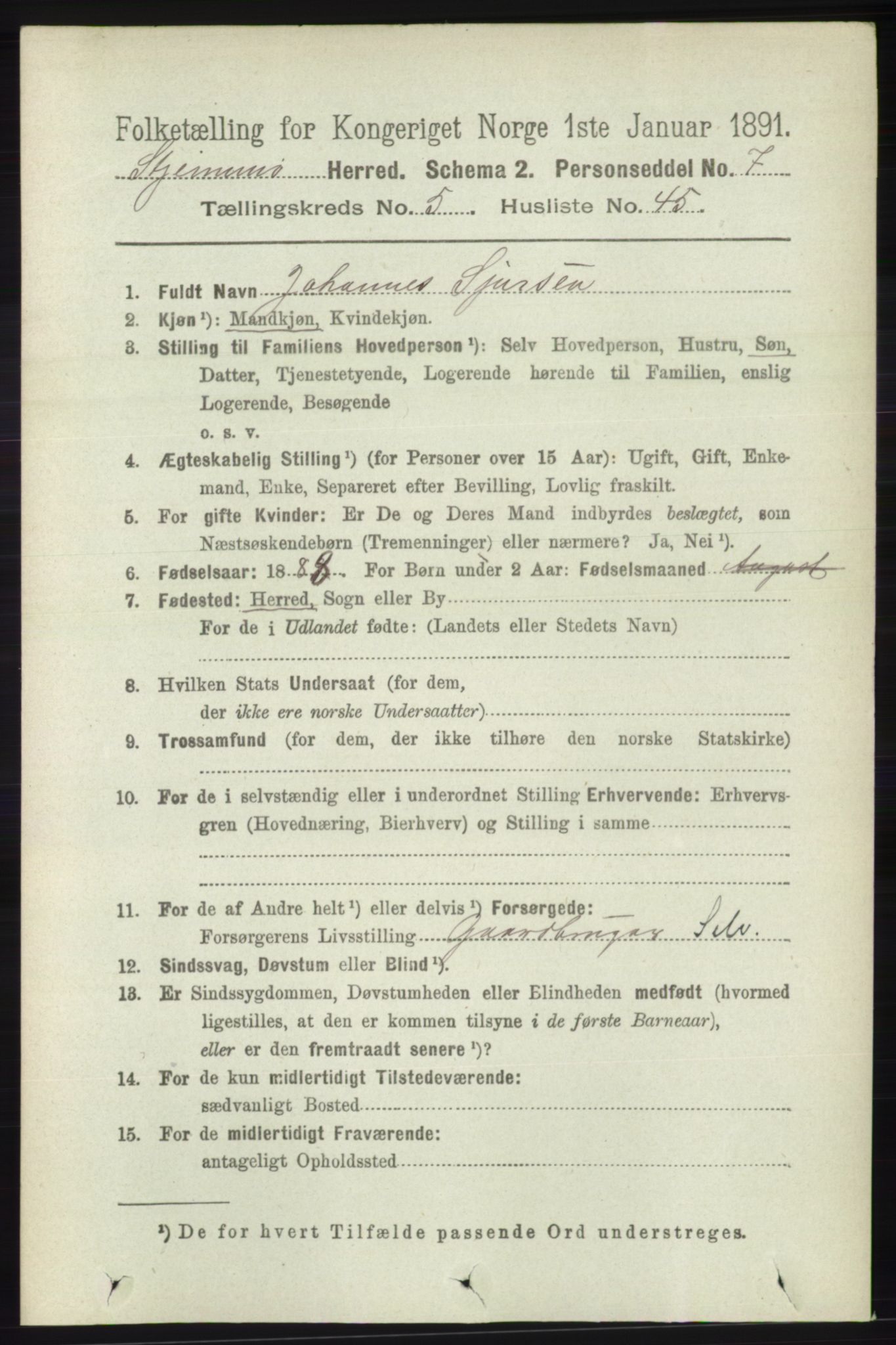 RA, 1891 census for 1140 Sjernarøy, 1891, p. 1018