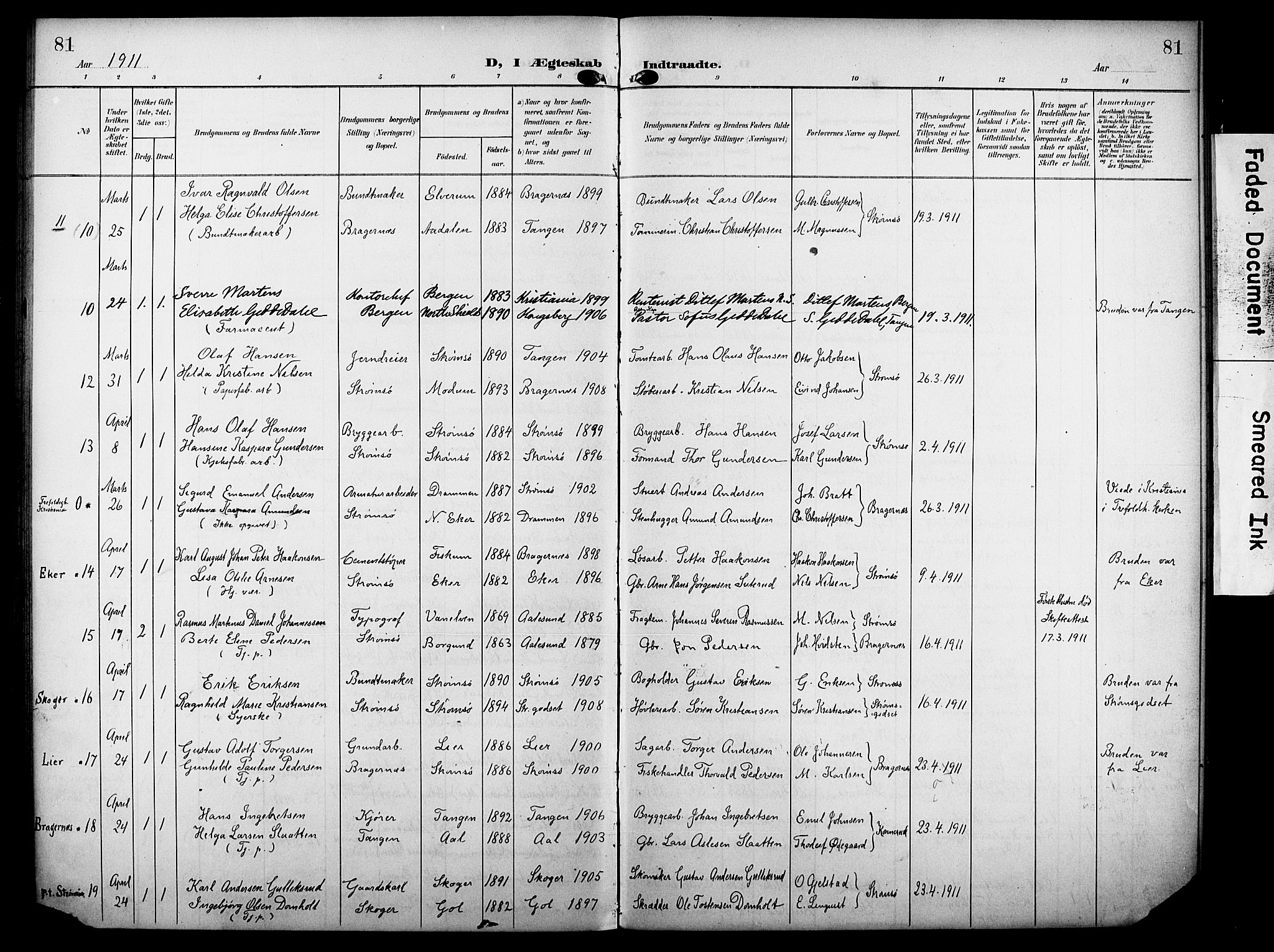 Strømsø kirkebøker, AV/SAKO-A-246/F/Fa/L0024: Parish register (official) no. I 24, 1899-1912, p. 81