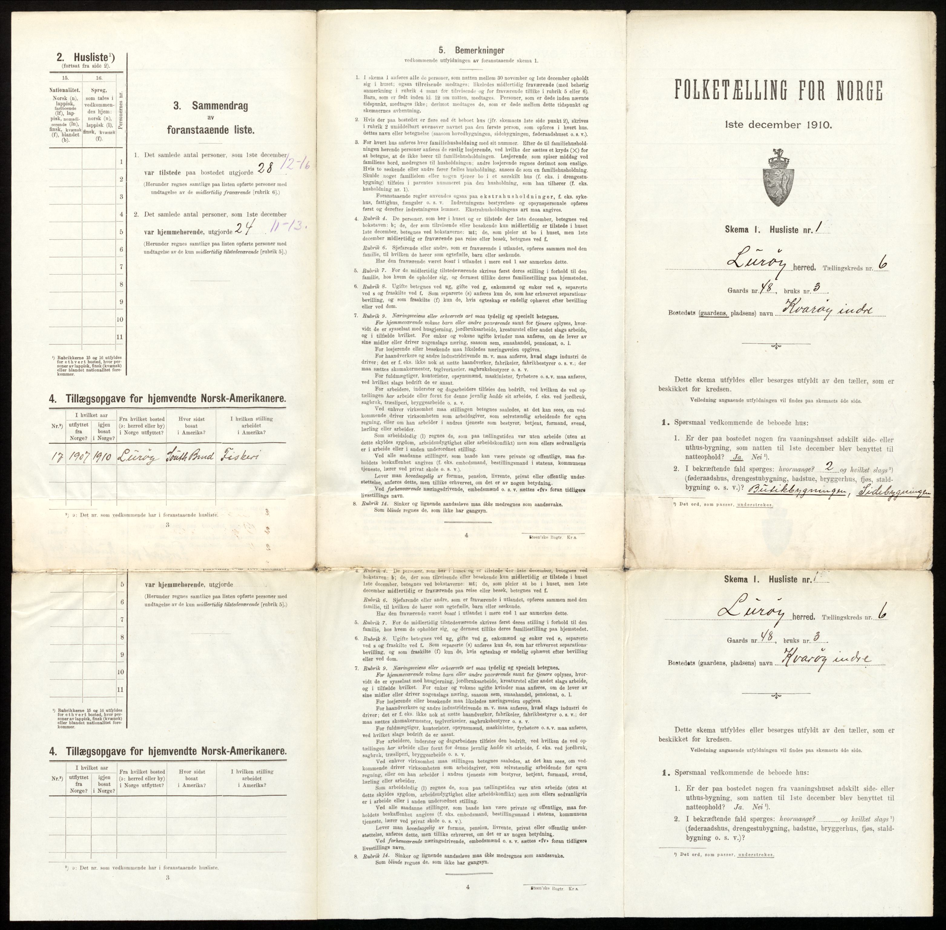 RA, 1910 census for Lurøy, 1910, p. 676