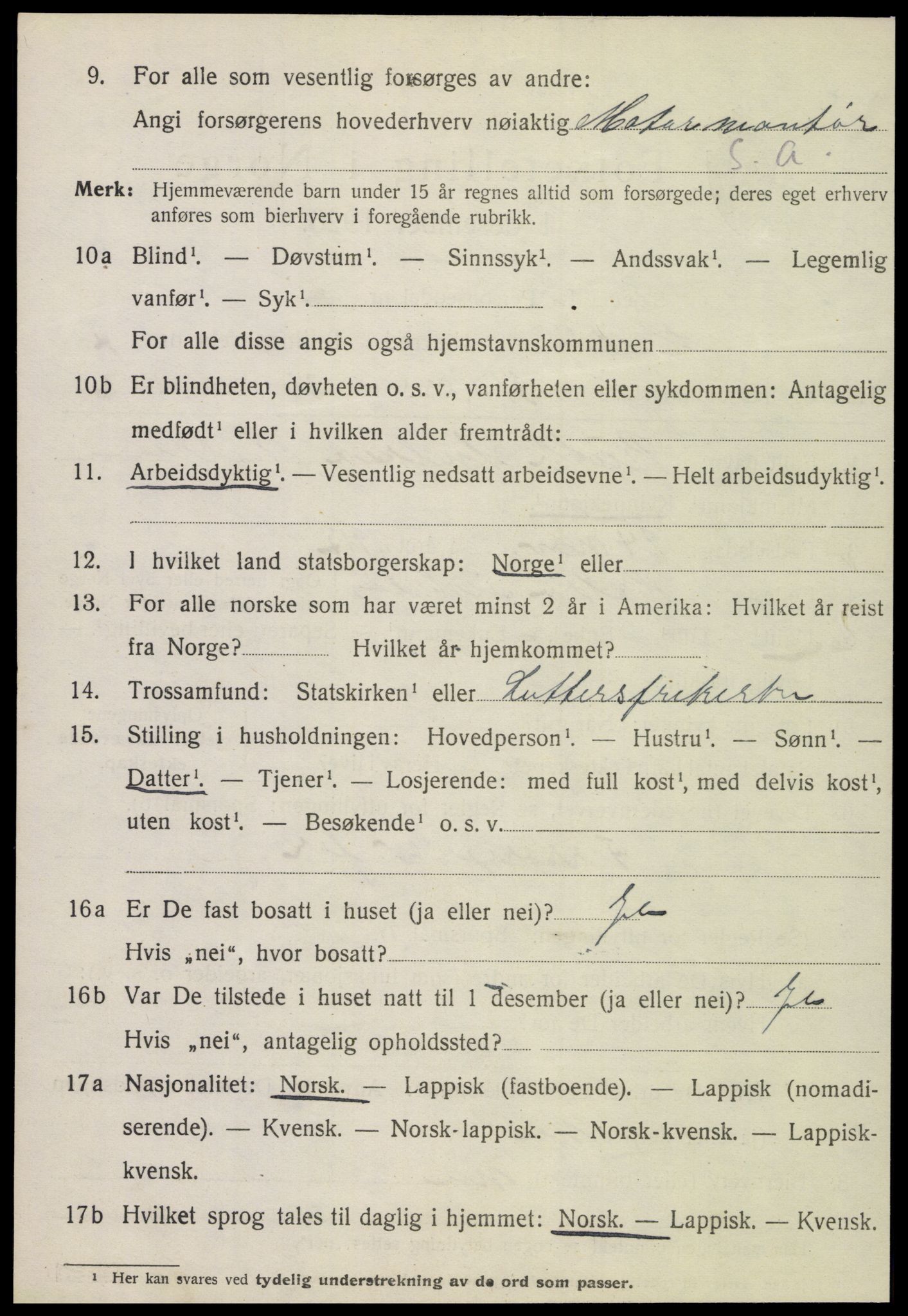 SAT, 1920 census for Meløy, 1920, p. 4112