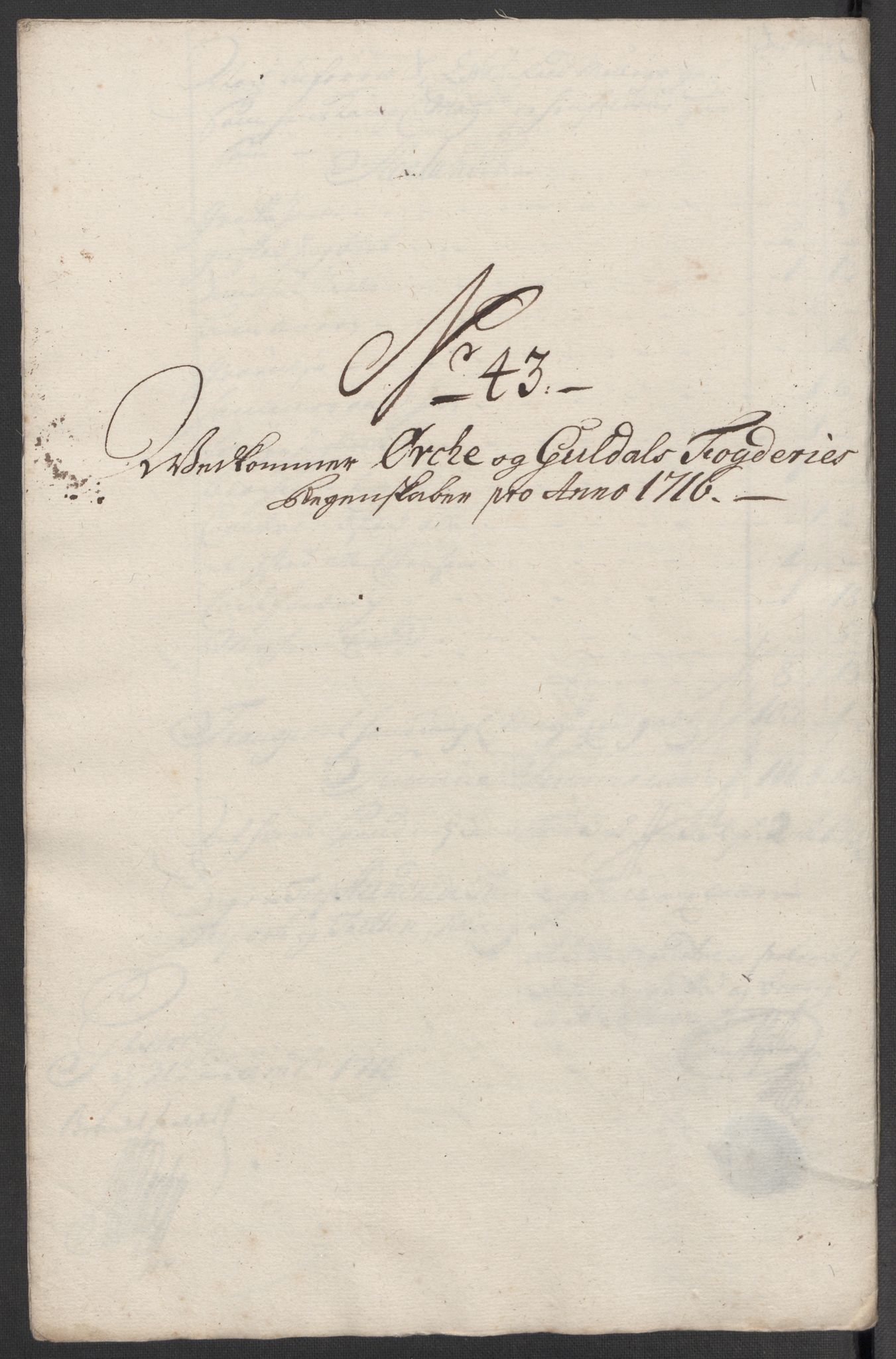 Rentekammeret inntil 1814, Reviderte regnskaper, Fogderegnskap, RA/EA-4092/R60/L3968: Fogderegnskap Orkdal og Gauldal, 1716, p. 63