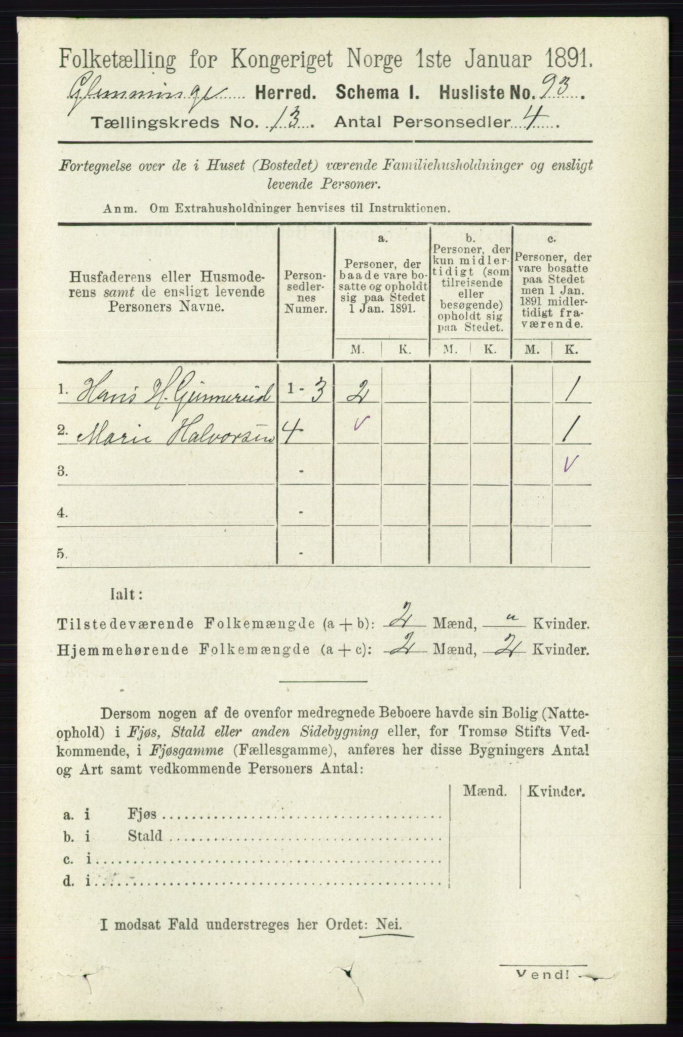 RA, 1891 census for 0132 Glemmen, 1891, p. 11158