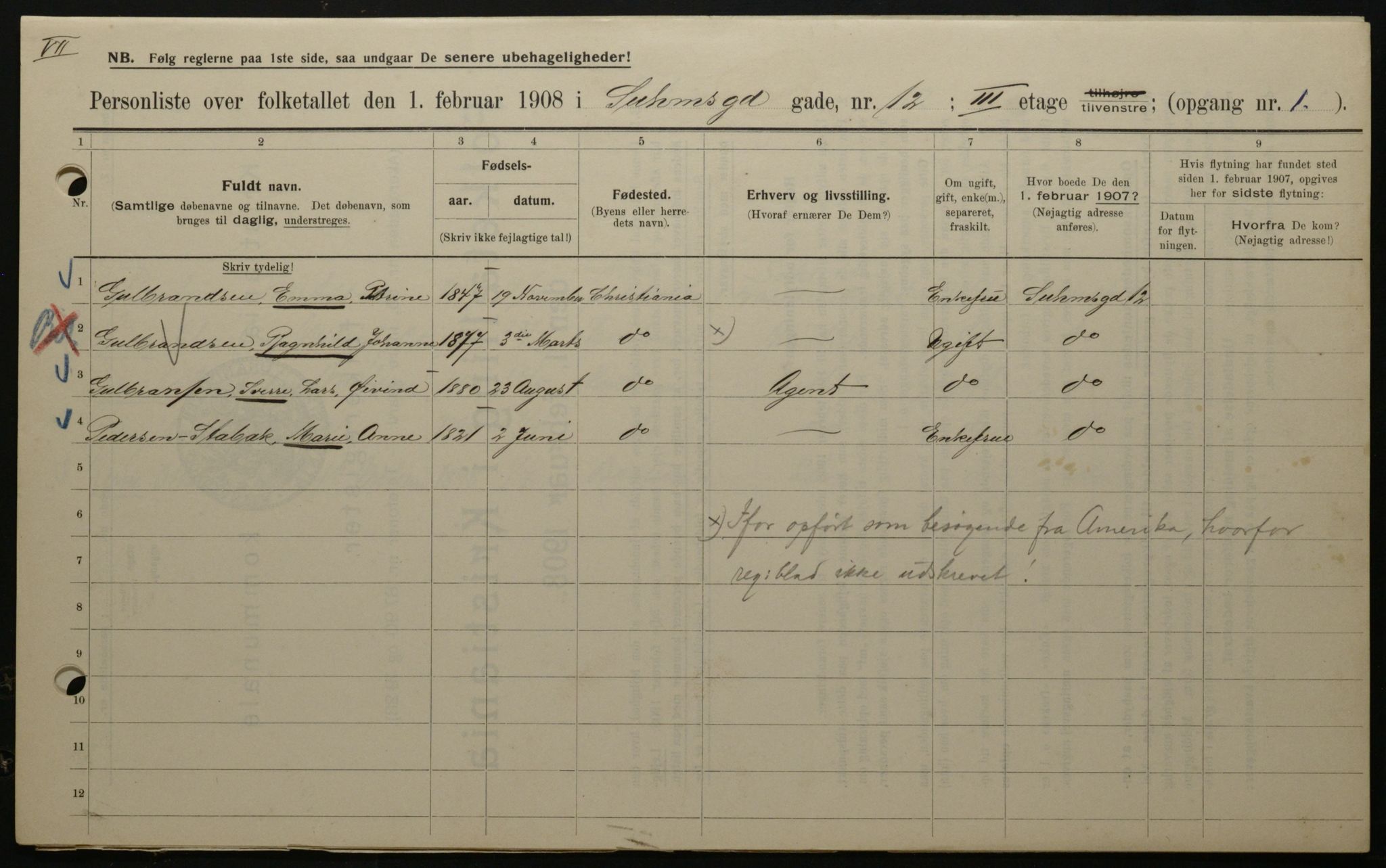 OBA, Municipal Census 1908 for Kristiania, 1908, p. 94110