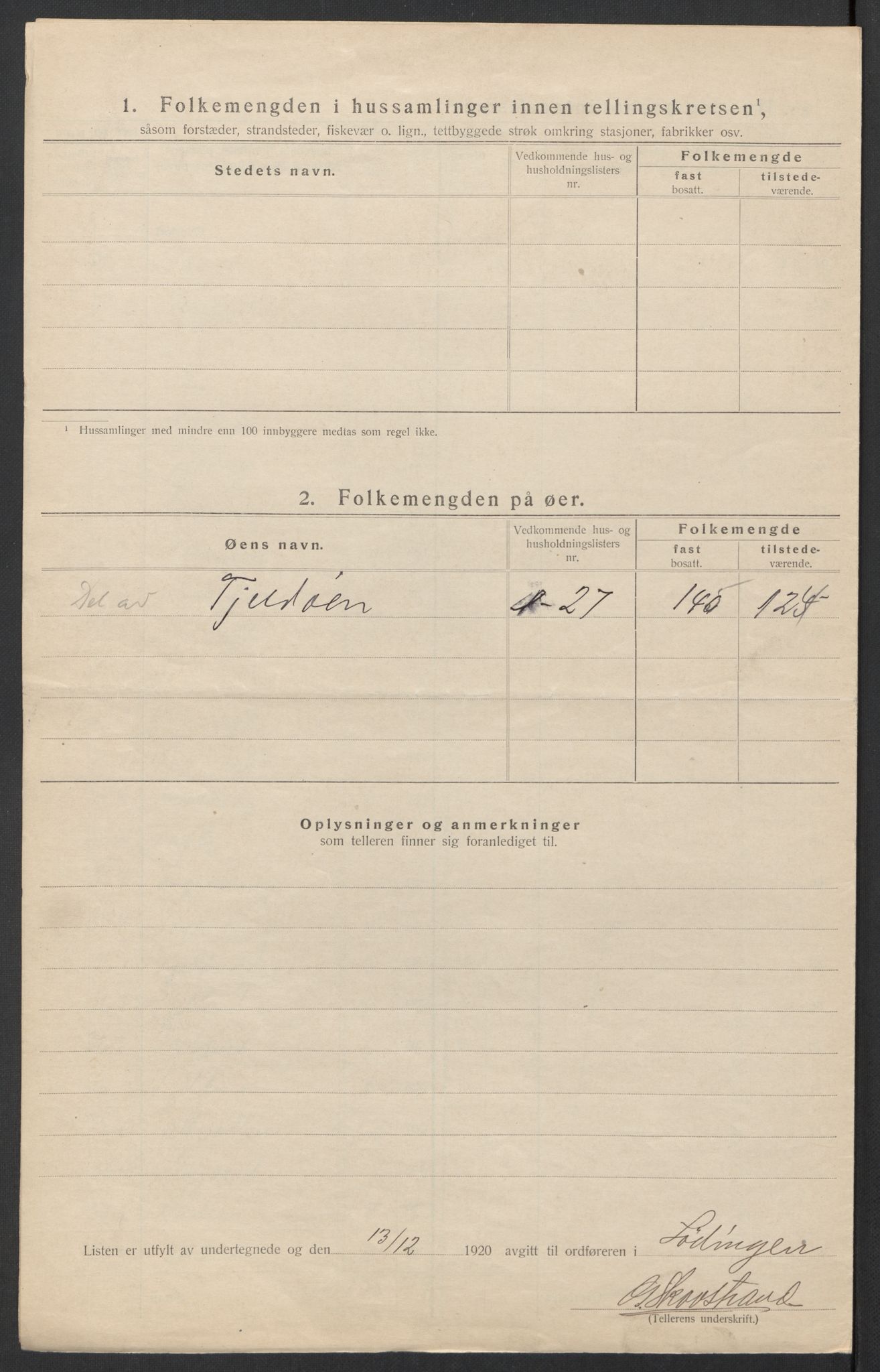 SAT, 1920 census for Lødingen, 1920, p. 32