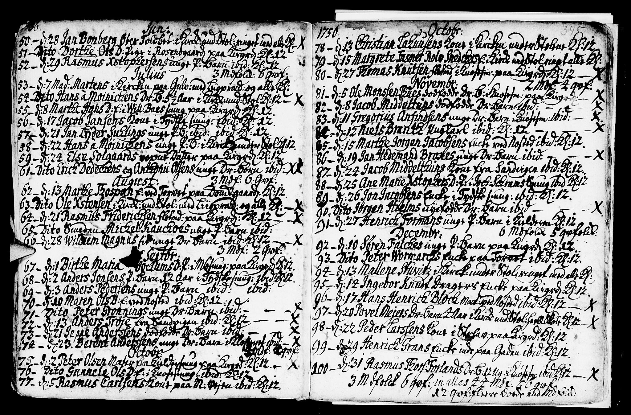 Nykirken Sokneprestembete, AV/SAB-A-77101/H/Haa/L0009: Parish register (official) no. A 9, 1689-1759, p. 345