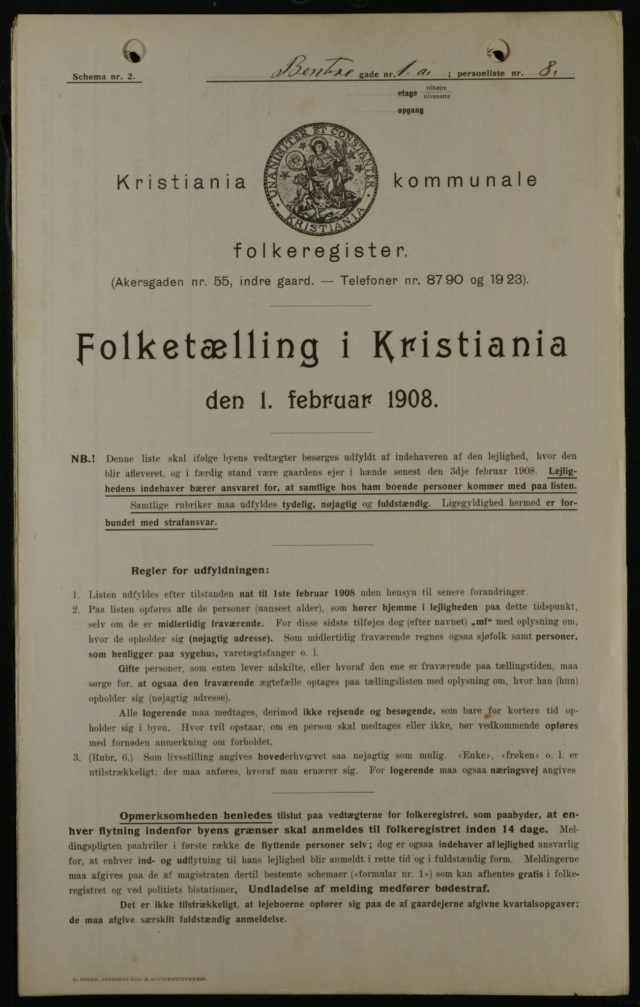 OBA, Municipal Census 1908 for Kristiania, 1908, p. 3572