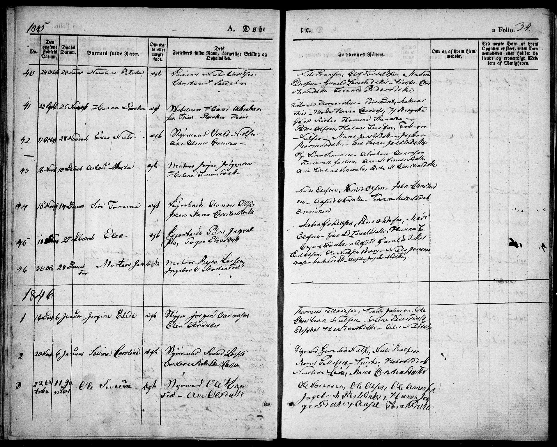 Risør sokneprestkontor, SAK/1111-0035/F/Fa/L0003: Parish register (official) no. A 3, 1838-1864, p. 34