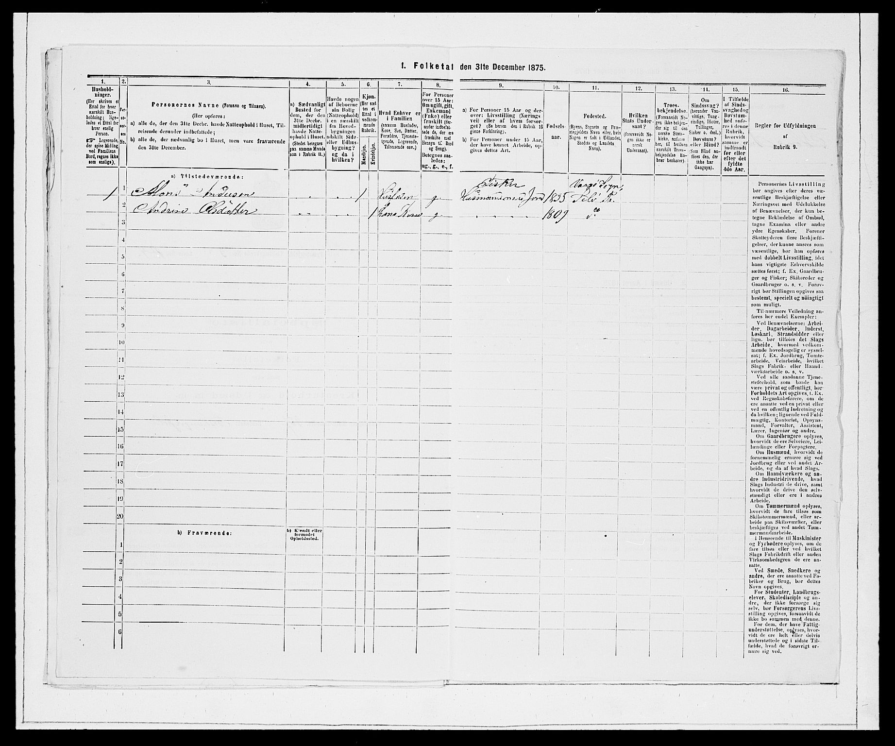 SAB, 1875 Census for 1441P Selje, 1875, p. 463