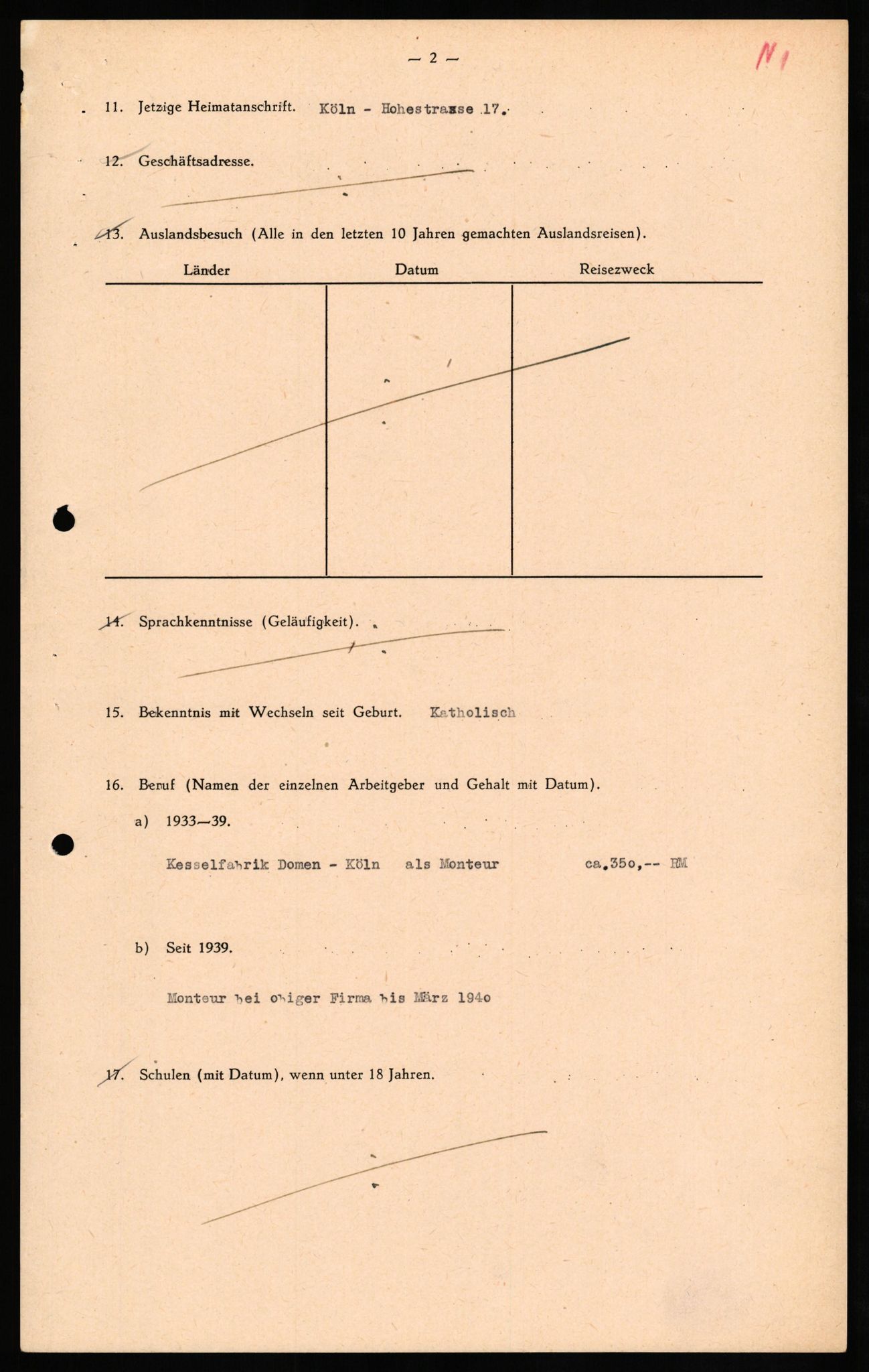 Forsvaret, Forsvarets overkommando II, AV/RA-RAFA-3915/D/Db/L0024: CI Questionaires. Tyske okkupasjonsstyrker i Norge. Tyskere., 1945-1946, p. 105