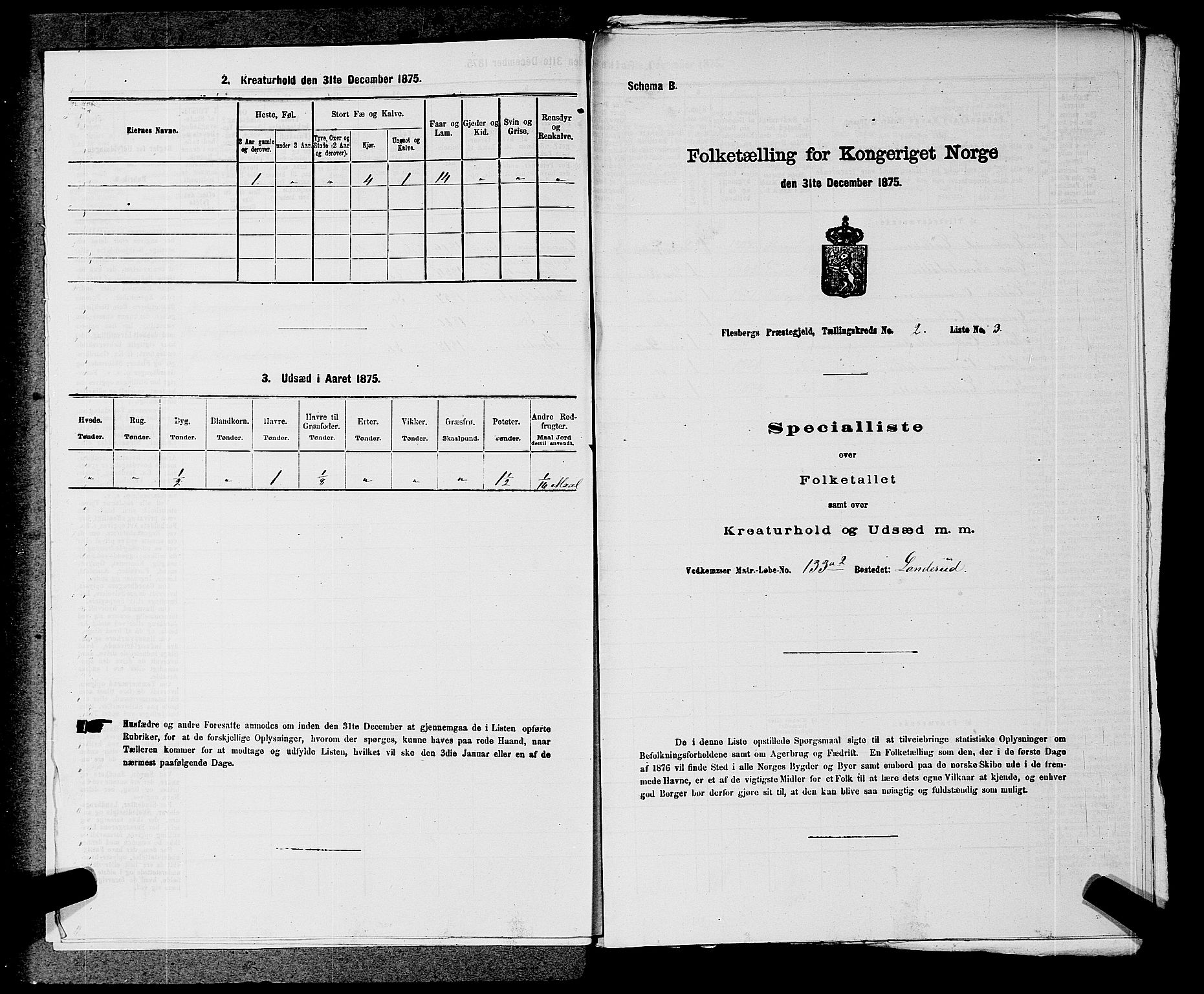 SAKO, 1875 census for 0631P Flesberg, 1875, p. 464