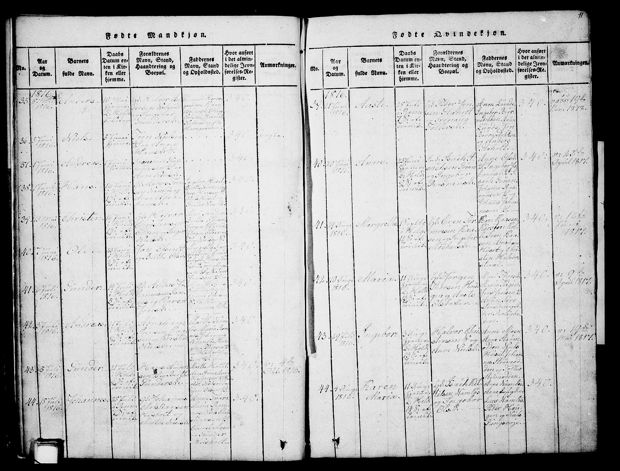 Holla kirkebøker, SAKO/A-272/G/Ga/L0001: Parish register (copy) no. I 1, 1814-1830, p. 11