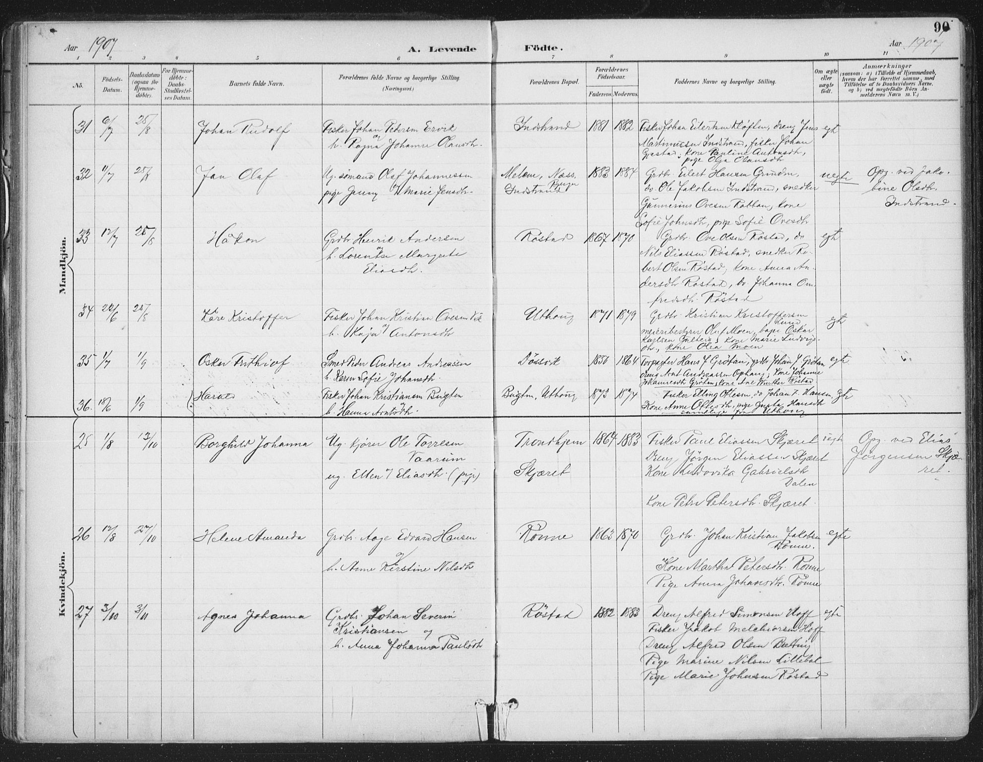 Ministerialprotokoller, klokkerbøker og fødselsregistre - Sør-Trøndelag, AV/SAT-A-1456/659/L0743: Parish register (official) no. 659A13, 1893-1910, p. 90