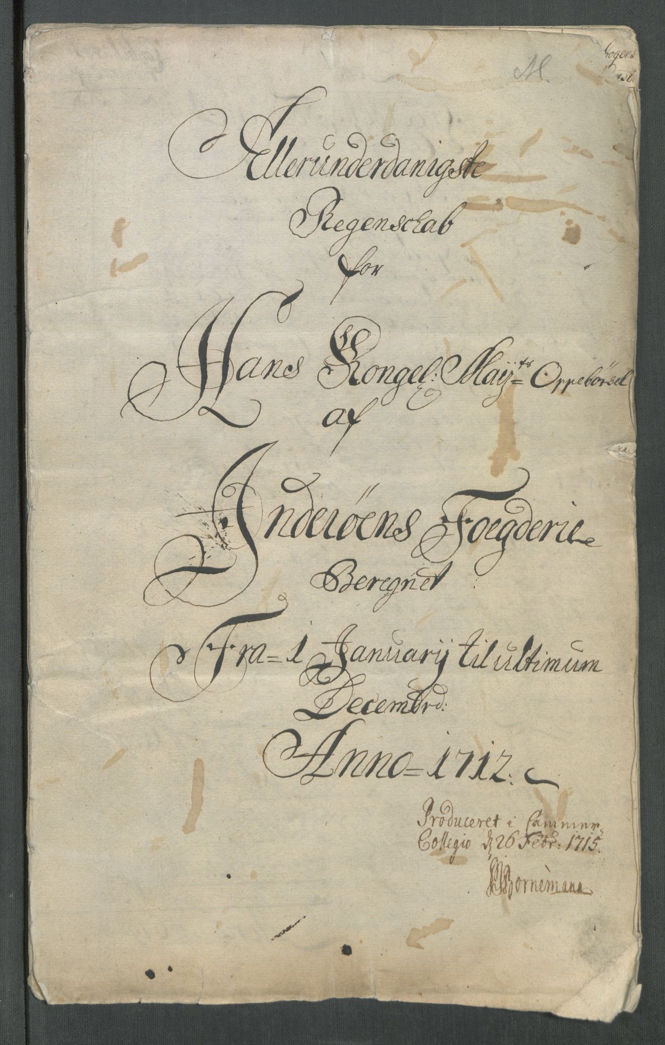 Rentekammeret inntil 1814, Reviderte regnskaper, Fogderegnskap, AV/RA-EA-4092/R63/L4320: Fogderegnskap Inderøy, 1712, p. 11