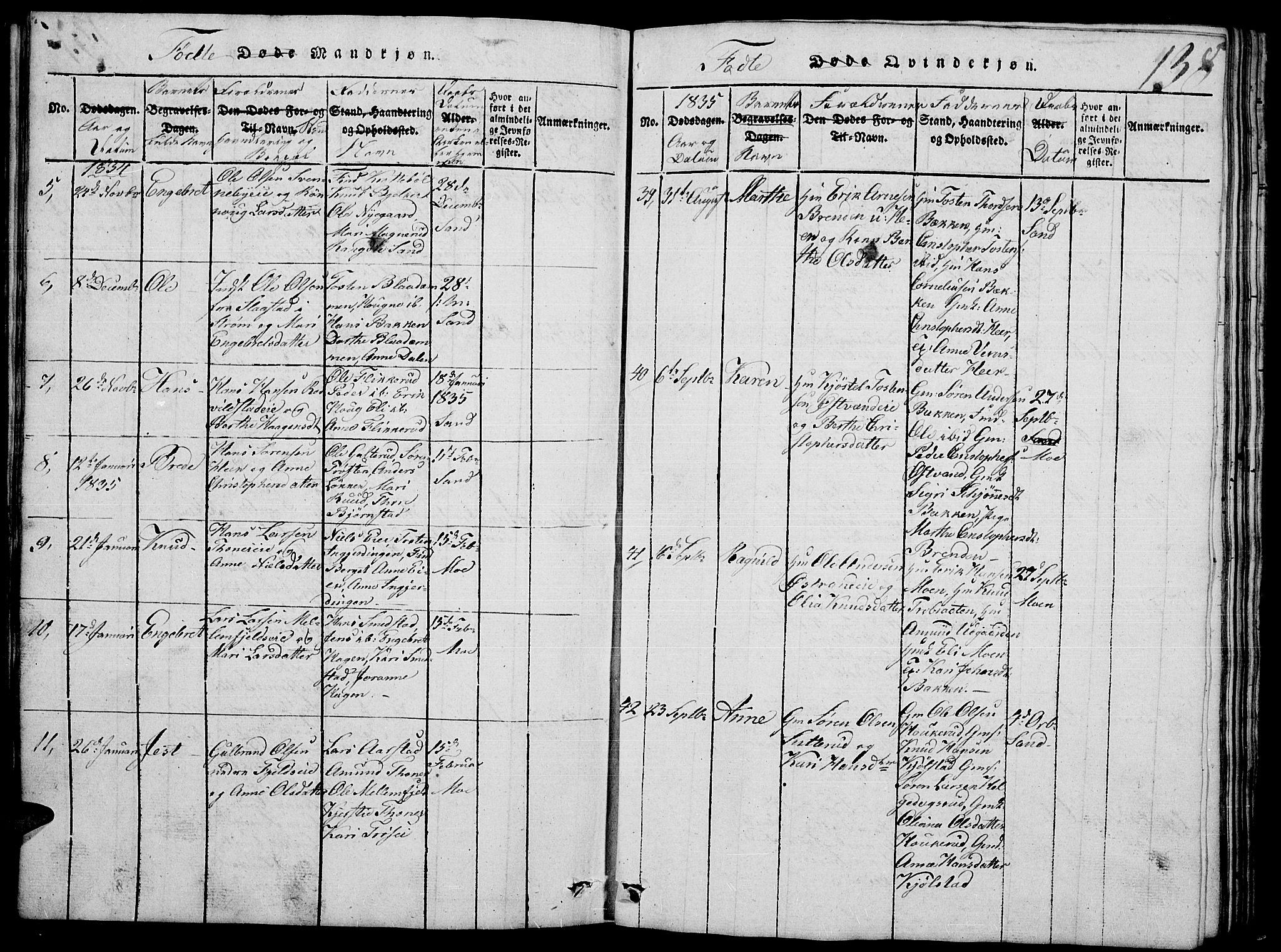 Nord-Odal prestekontor, SAH/PREST-032/H/Ha/Hab/L0001: Parish register (copy) no. 1, 1819-1838, p. 138