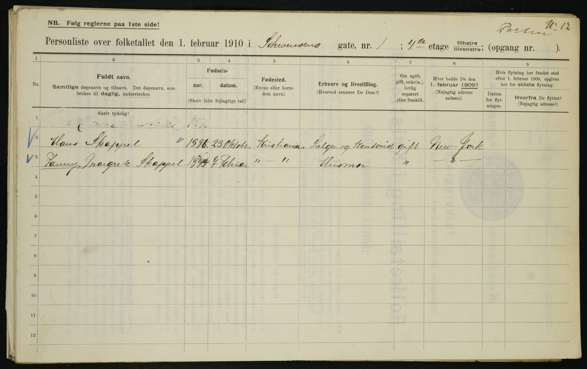 OBA, Municipal Census 1910 for Kristiania, 1910, p. 88522