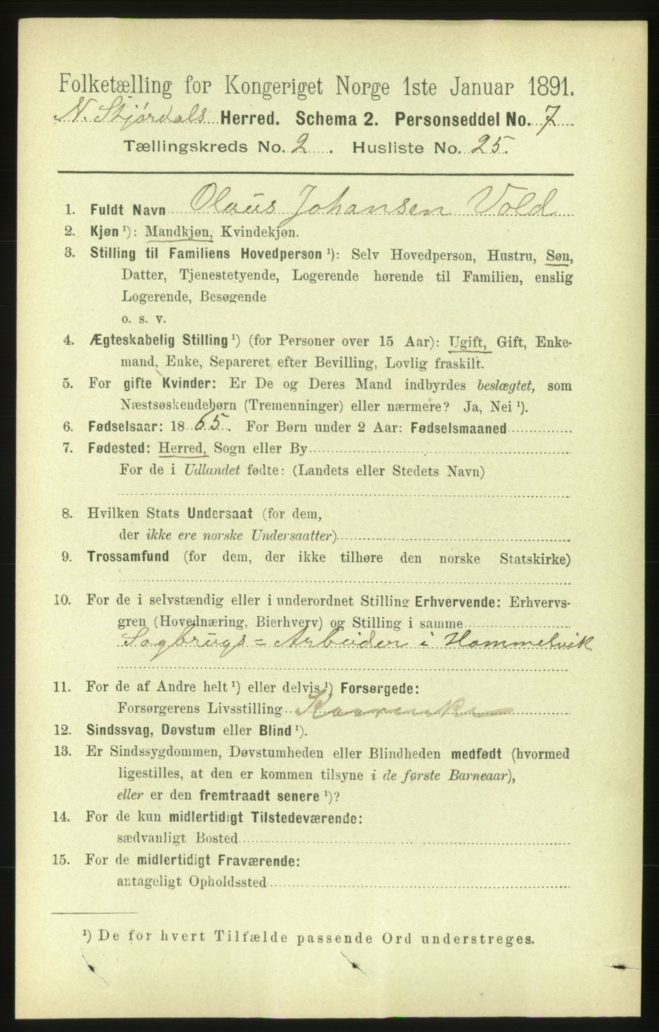 RA, 1891 census for 1714 Nedre Stjørdal, 1891, p. 617