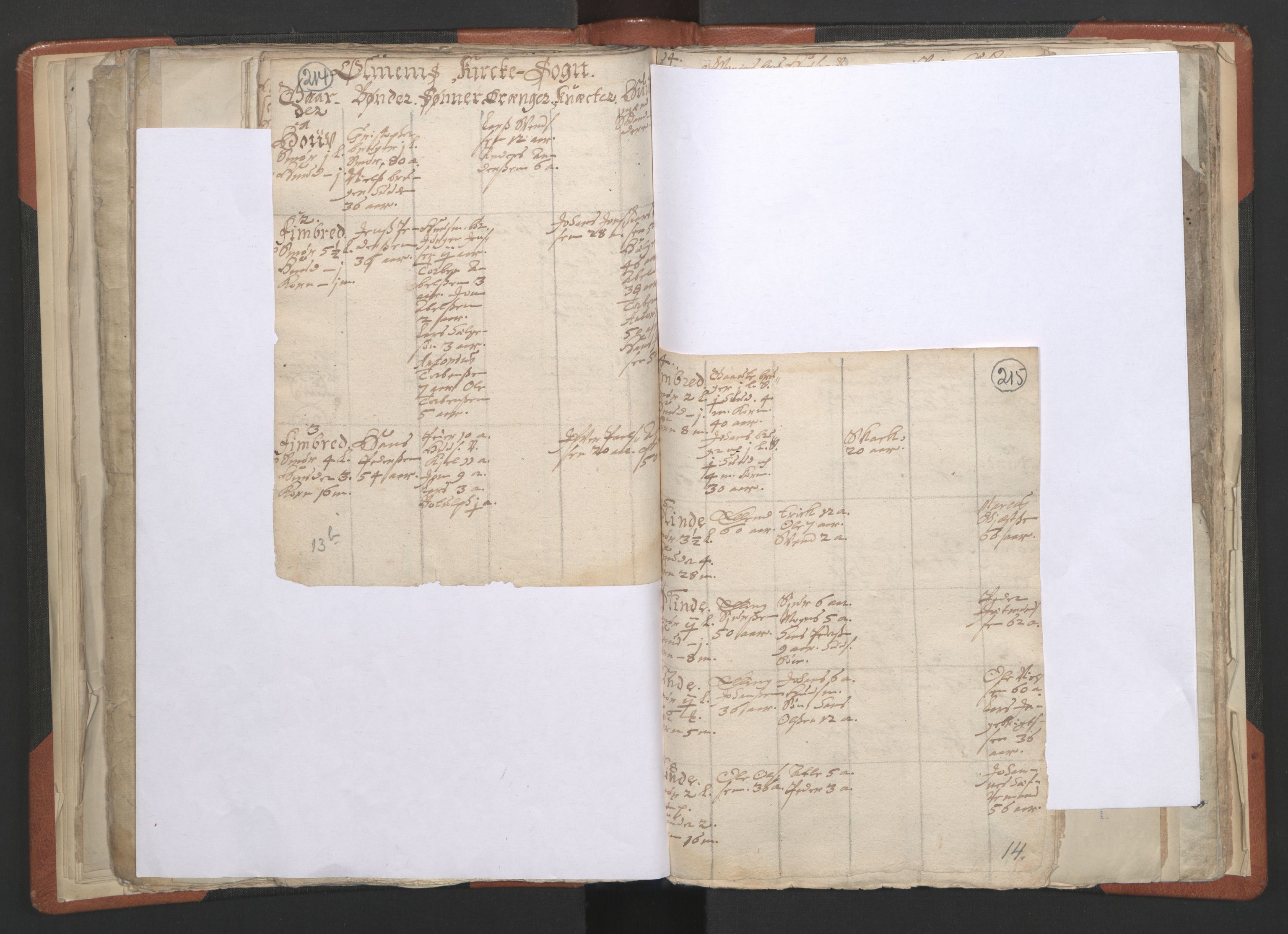 RA, Vicar's Census 1664-1666, no. 23: Sogn deanery, 1664-1666, p. 214-215