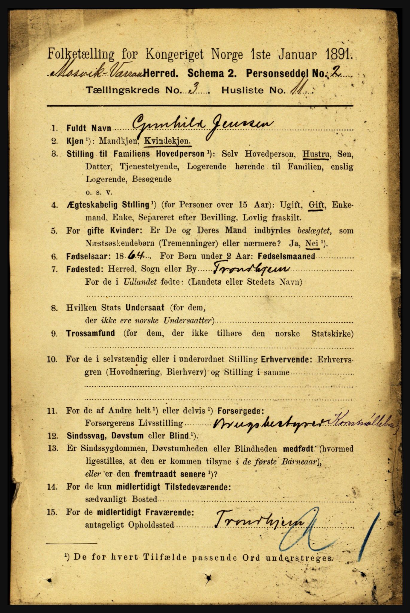 RA, 1891 census for 1723 Mosvik og Verran, 1891, p. 986