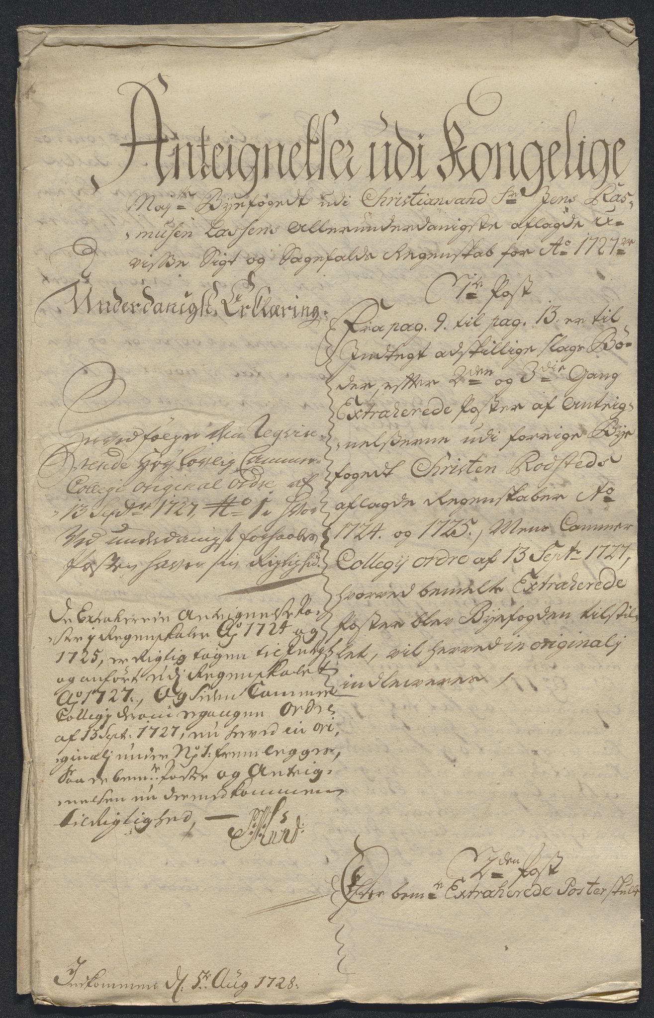 Rentekammeret inntil 1814, Reviderte regnskaper, Byregnskaper, RA/EA-4066/R/Rm/L0286: [M19] Sikt og sakefall, 1719-1727, p. 666