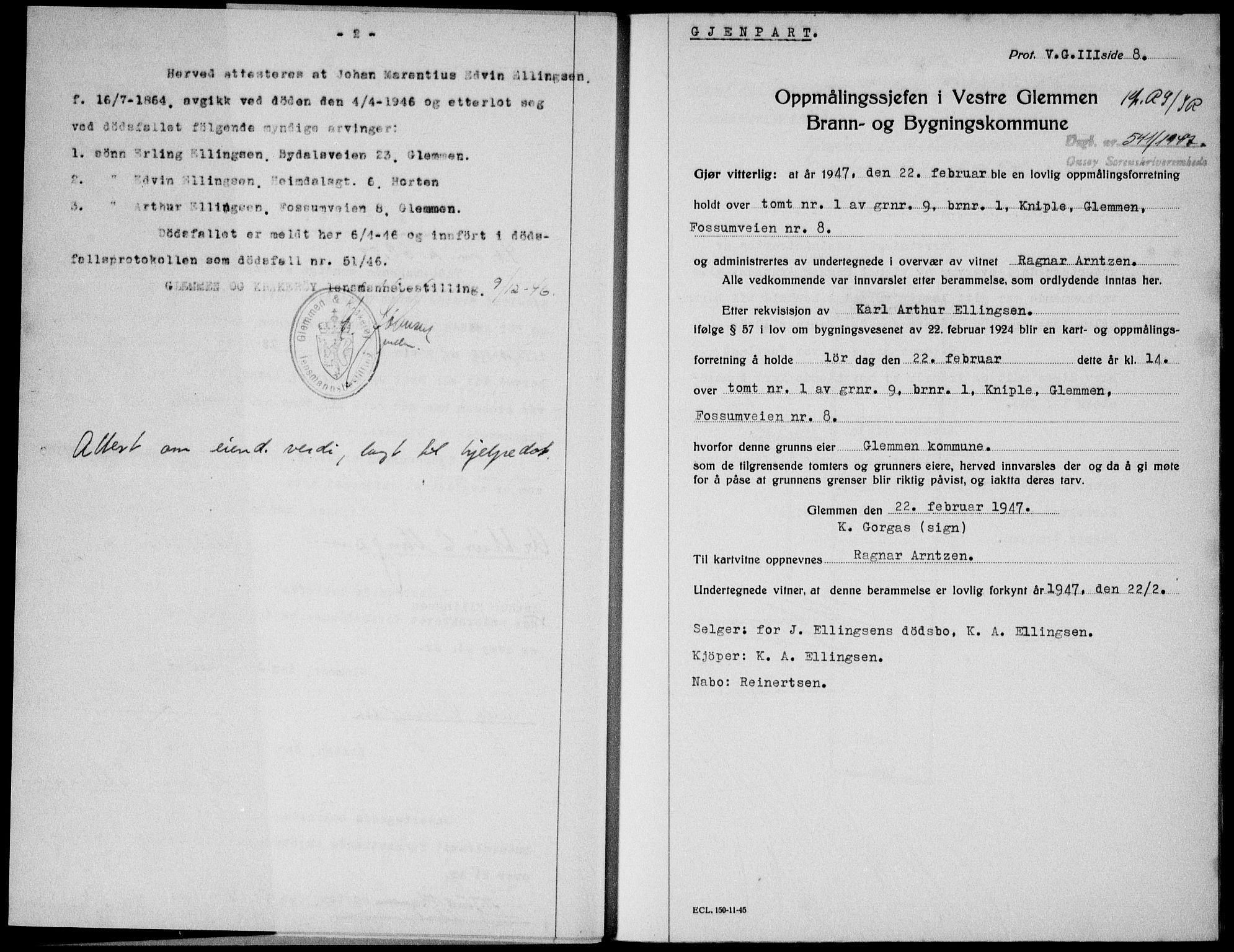 Onsøy sorenskriveri, SAO/A-10474/G/Ga/Gab/L0019a: Mortgage book no. II A-19, 1947-1947, Diary no: : 541/1947
