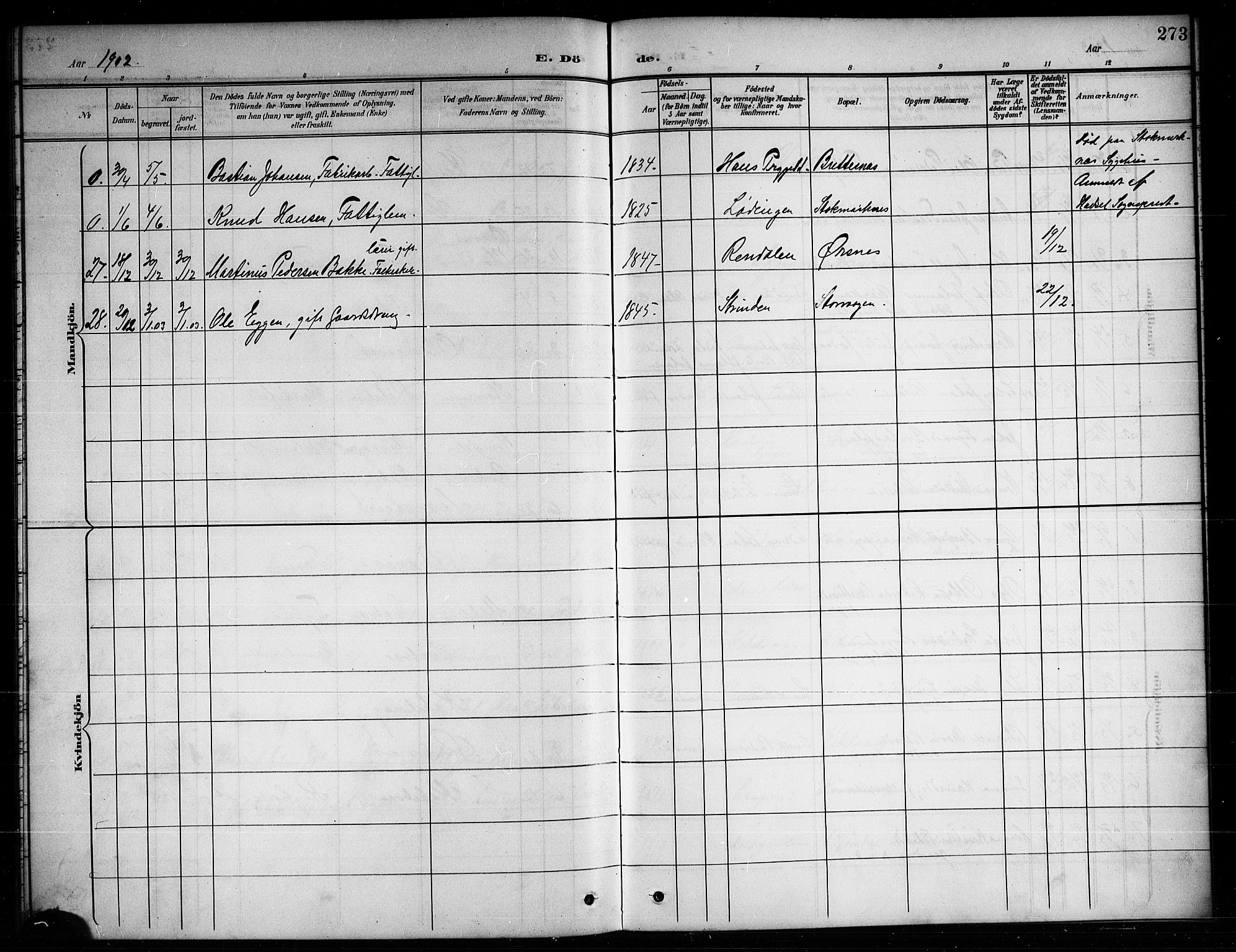 Ministerialprotokoller, klokkerbøker og fødselsregistre - Nordland, AV/SAT-A-1459/874/L1078: Parish register (copy) no. 874C07, 1900-1907, p. 273