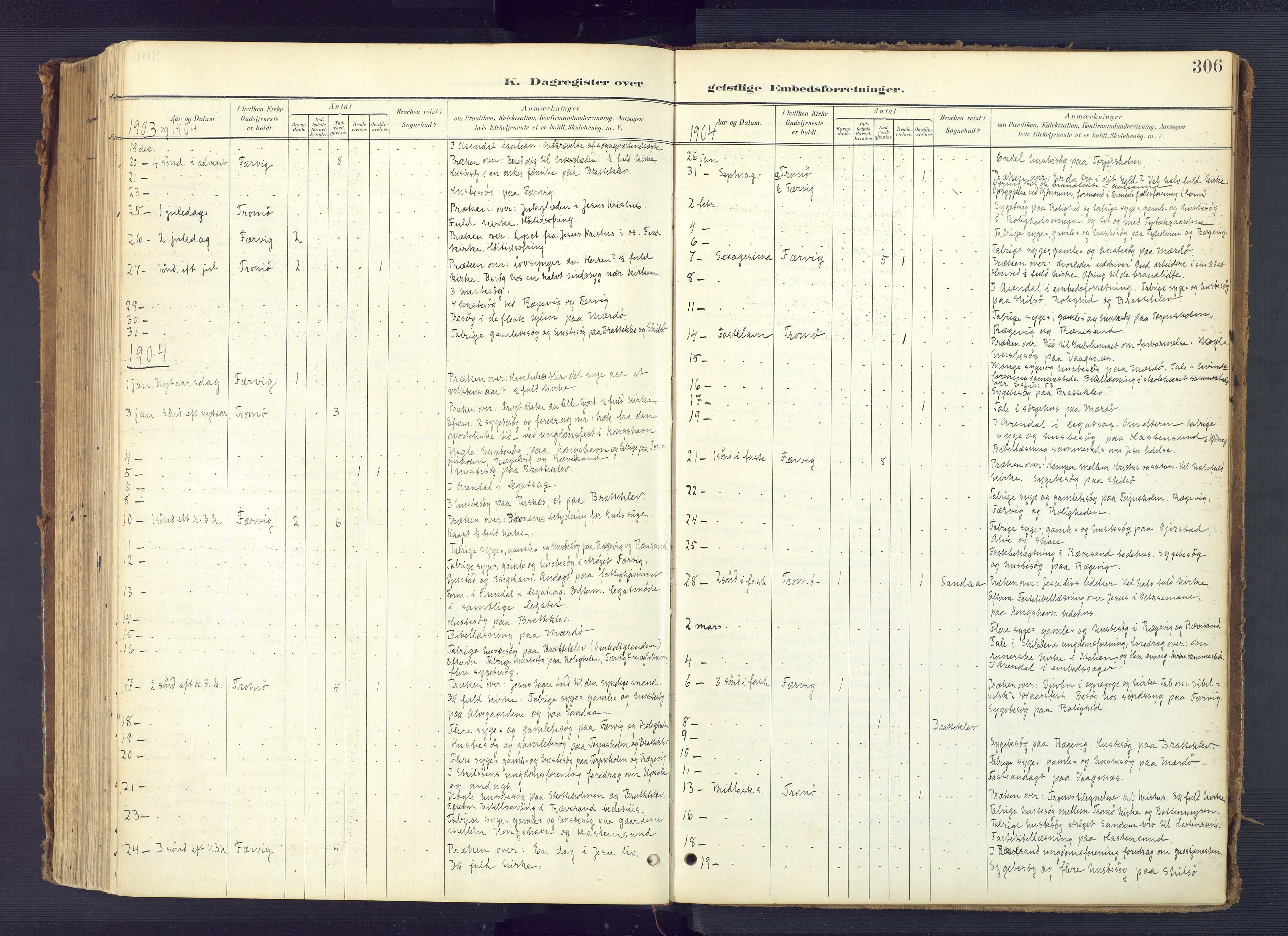 Tromøy sokneprestkontor, AV/SAK-1111-0041/F/Fa/L0010: Parish register (official) no. A 10, 1896-1912, p. 306