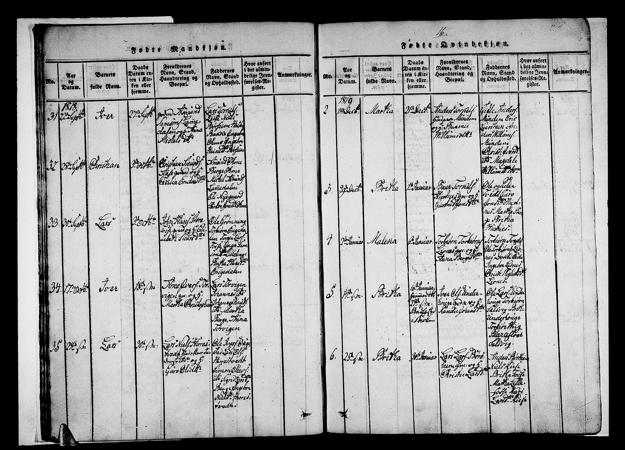 Strandebarm sokneprestembete, AV/SAB-A-78401/H/Haa: Parish register (official) no. A 5, 1816-1826, p. 16