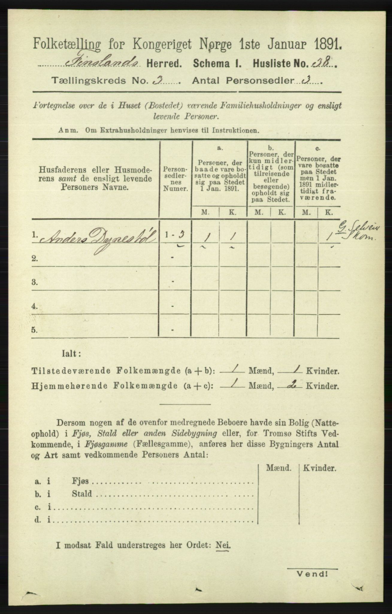 RA, 1891 census for 1023 Finsland, 1891, p. 760