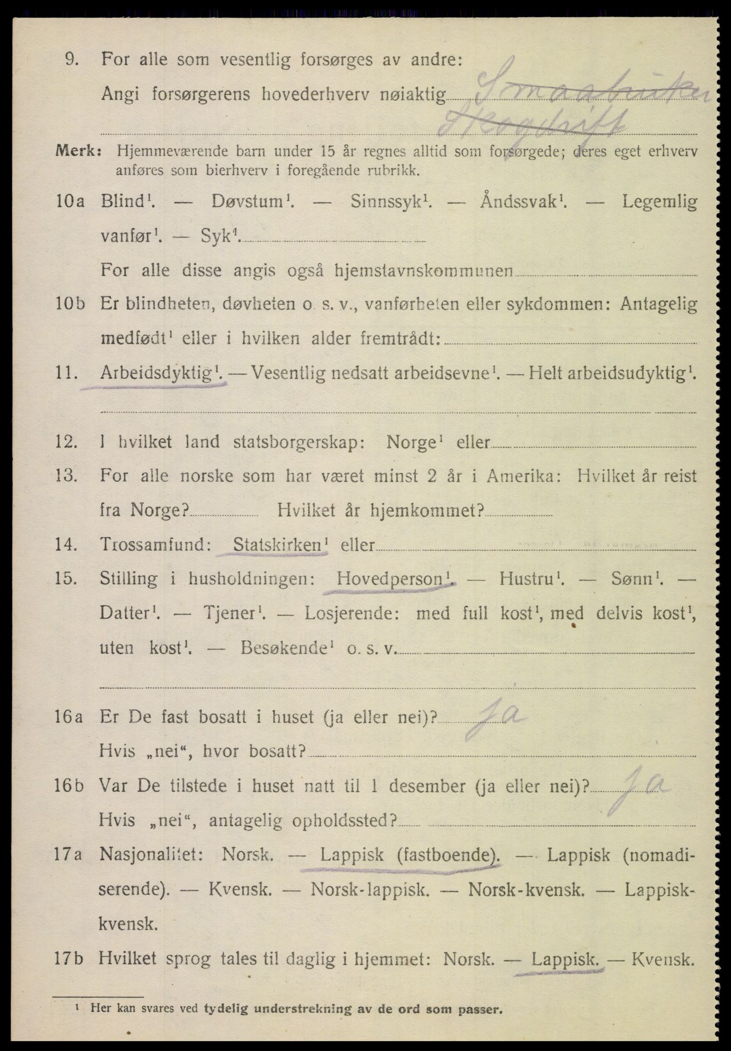 SAT, 1920 census for Hamarøy, 1920, p. 2937