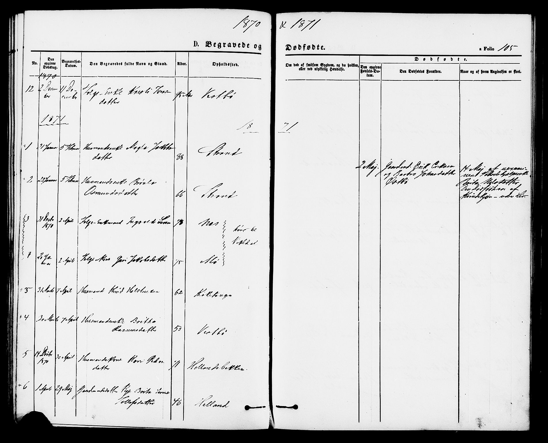 Vikedal sokneprestkontor, AV/SAST-A-101840/01/IV: Parish register (official) no. A 8, 1868-1885, p. 105