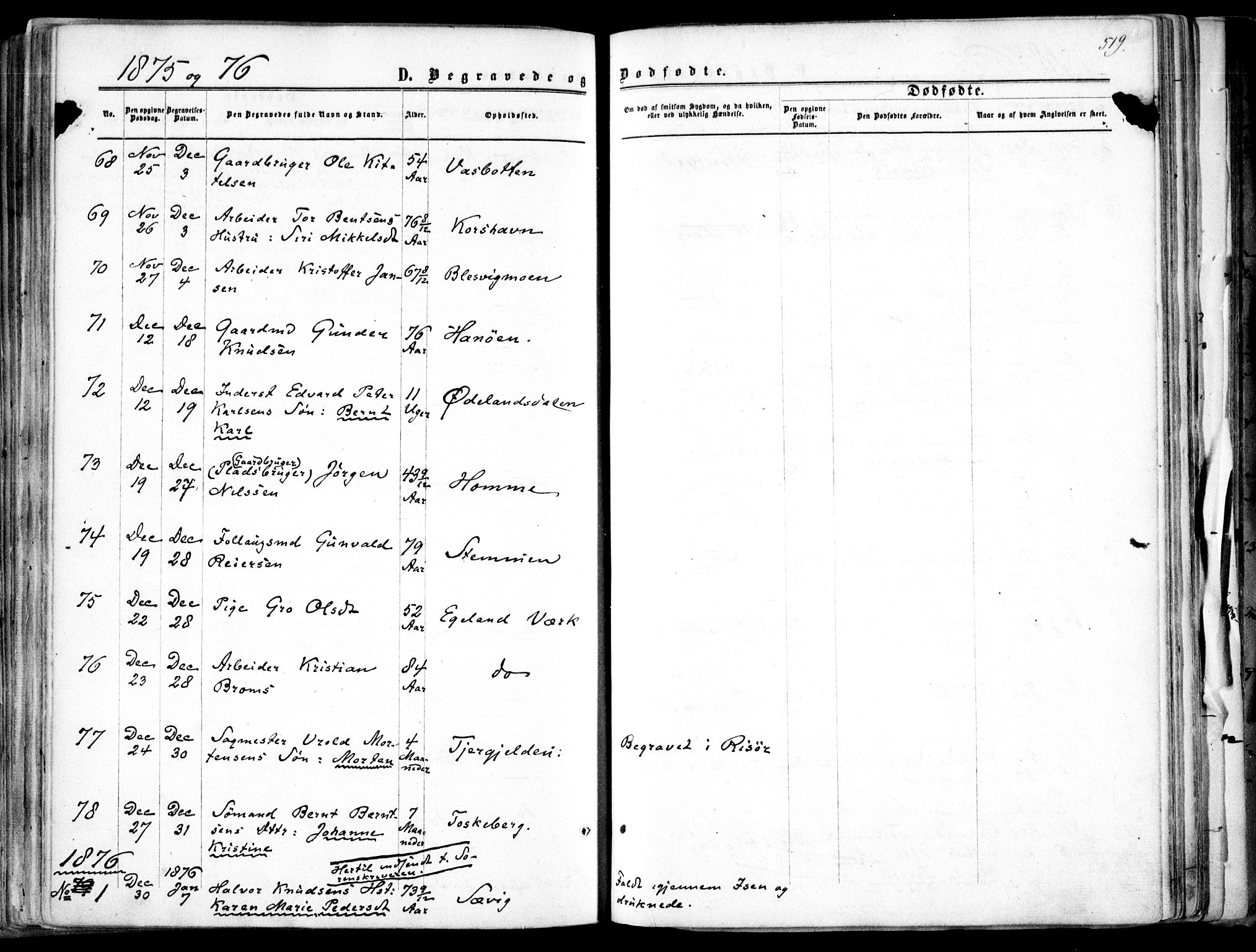 Søndeled sokneprestkontor, AV/SAK-1111-0038/F/Fa/L0003: Parish register (official) no. A 3, 1861-1879, p. 519