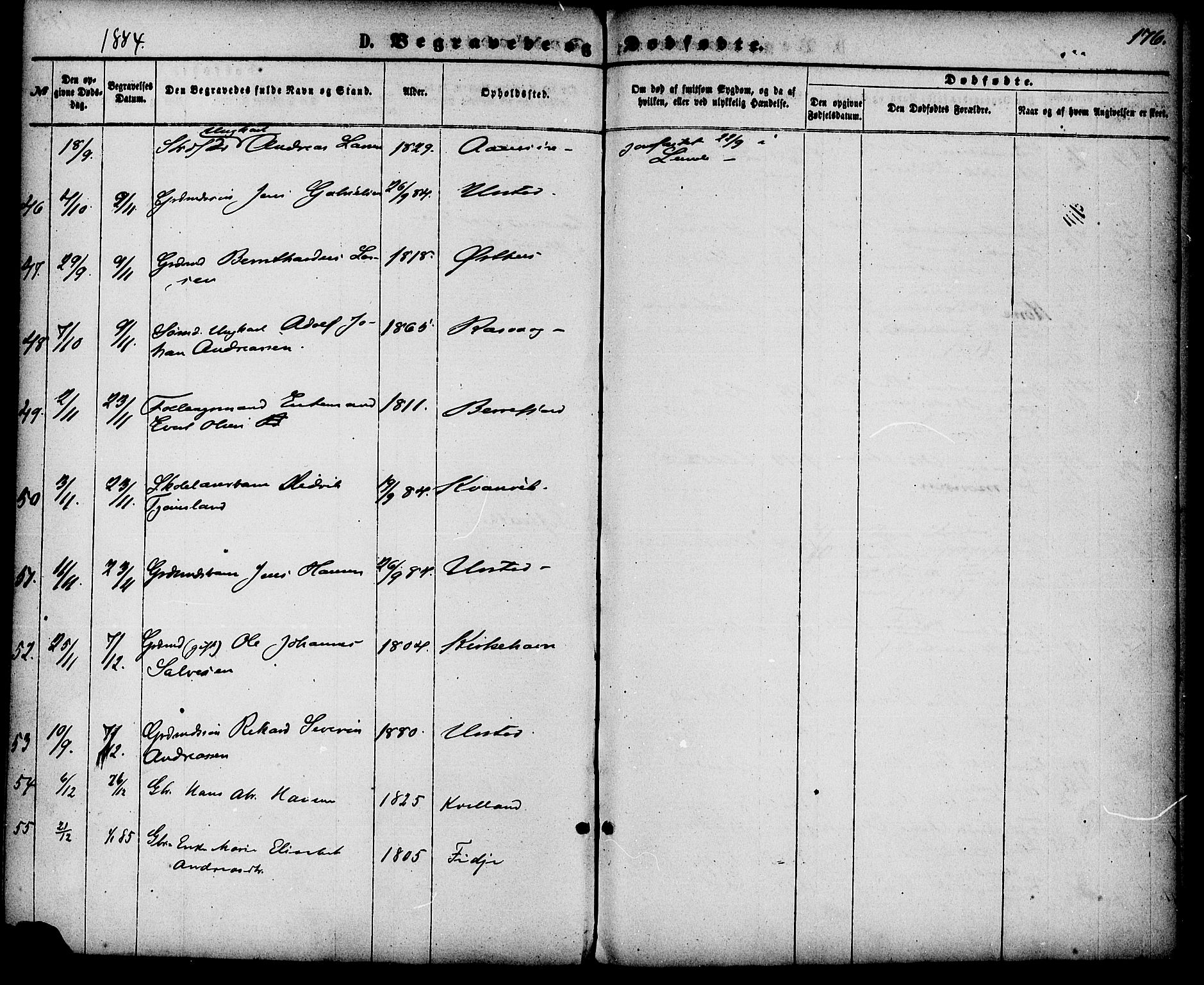 Flekkefjord sokneprestkontor, AV/SAK-1111-0012/F/Fa/Fab/L0005: Parish register (official) no. A 5, 1870-1886, p. 176