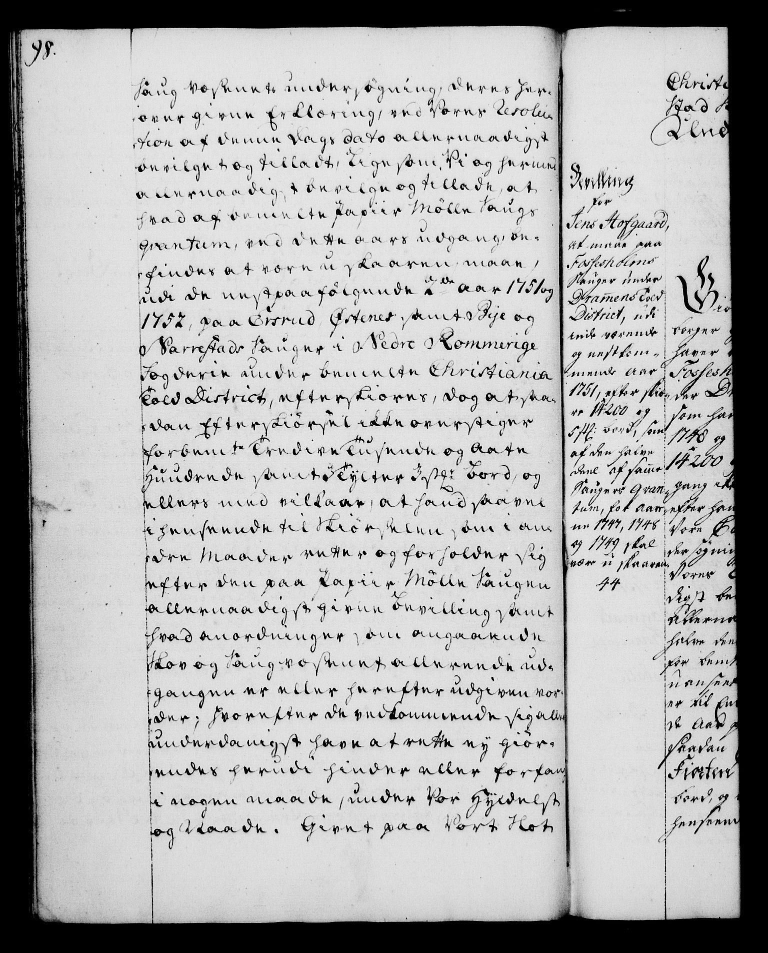 Rentekammeret, Kammerkanselliet, RA/EA-3111/G/Gg/Gga/L0006: Norsk ekspedisjonsprotokoll med register (merket RK 53.6), 1749-1759, p. 98