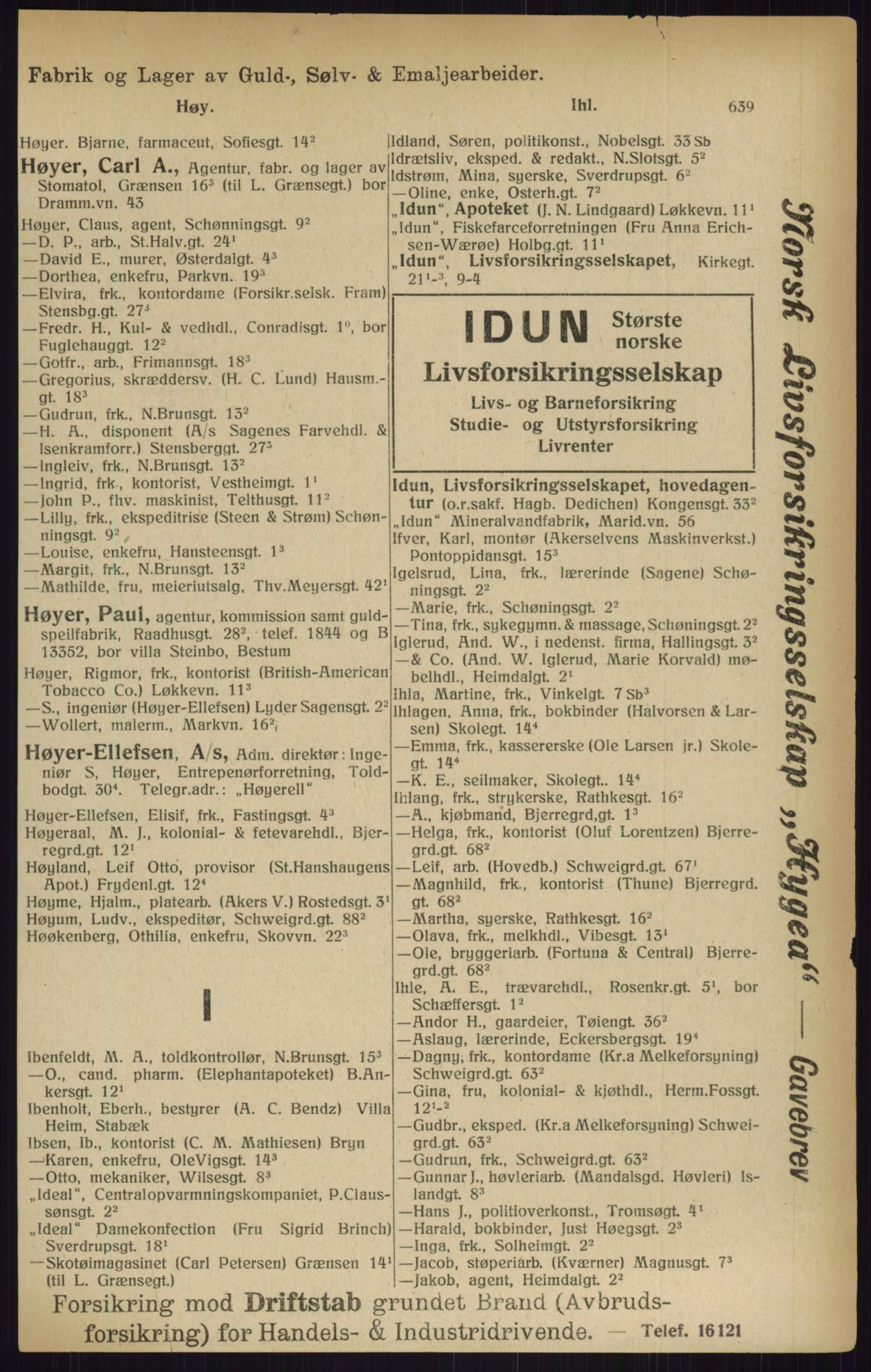 Kristiania/Oslo adressebok, PUBL/-, 1916, p. 639